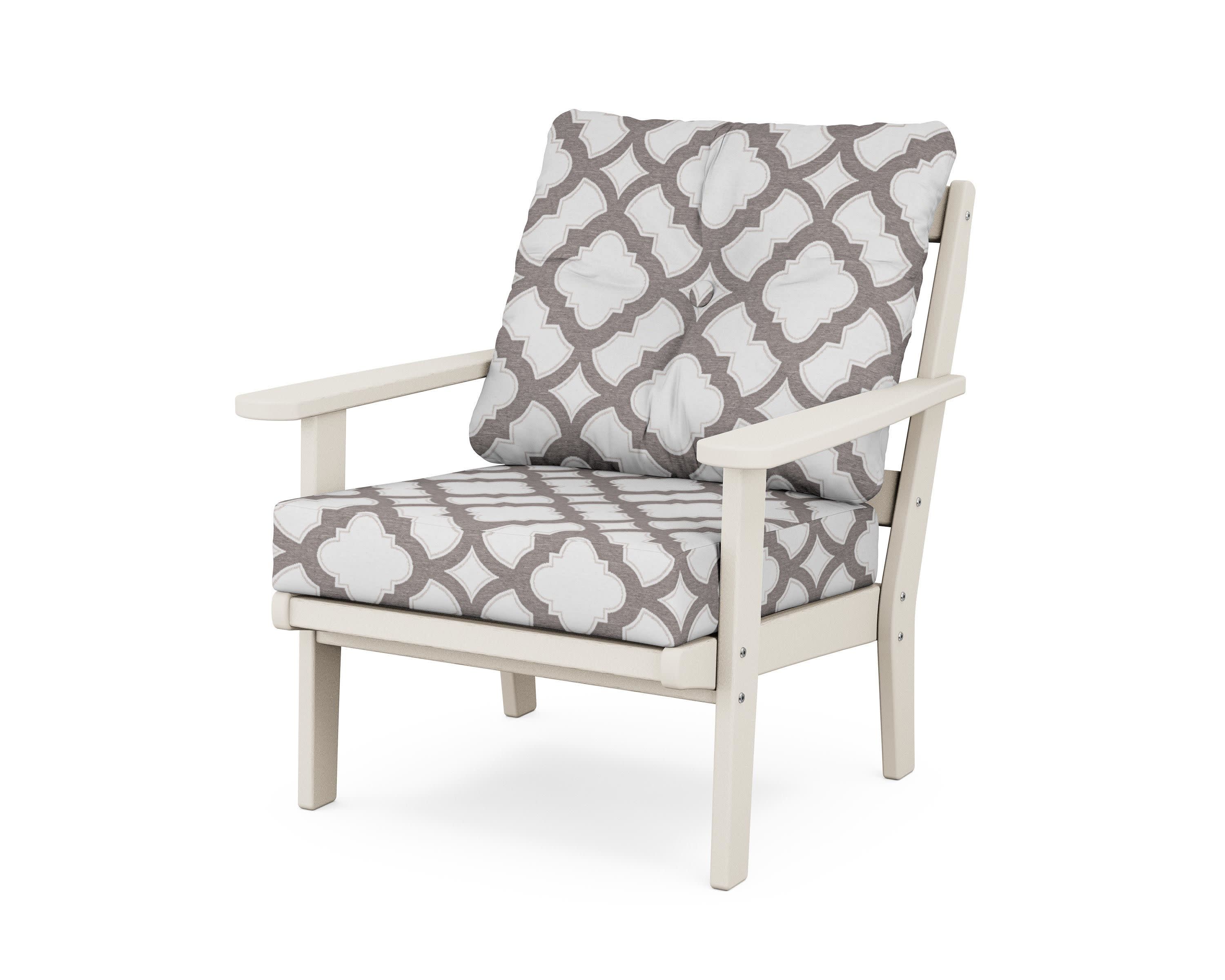 Cape Cod Deep Seating Chair in Sand Castle / Trellis Grey Mist