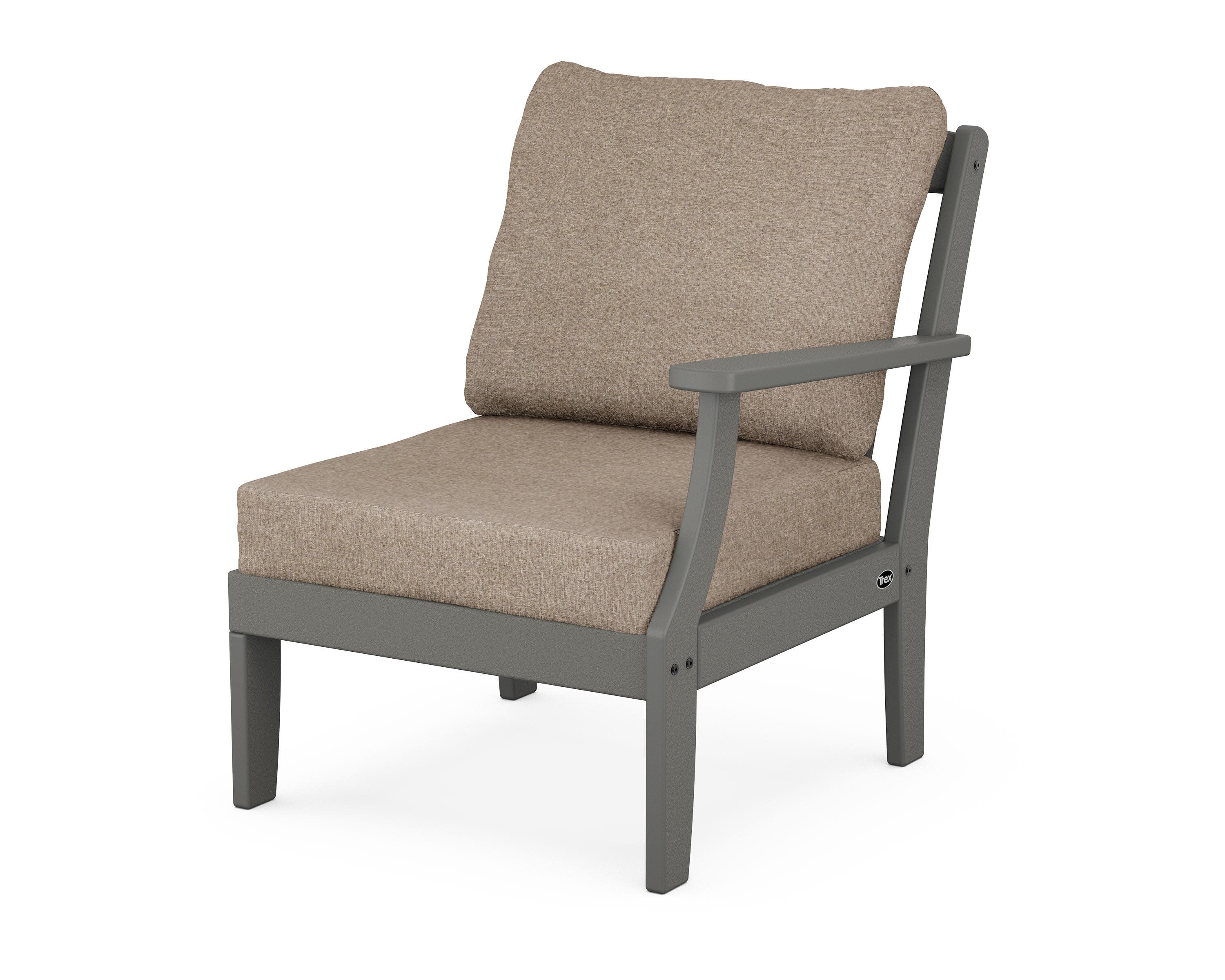 Yacht Club Modular Right Arm Chair in Stepping Stone / Spiced Burlap