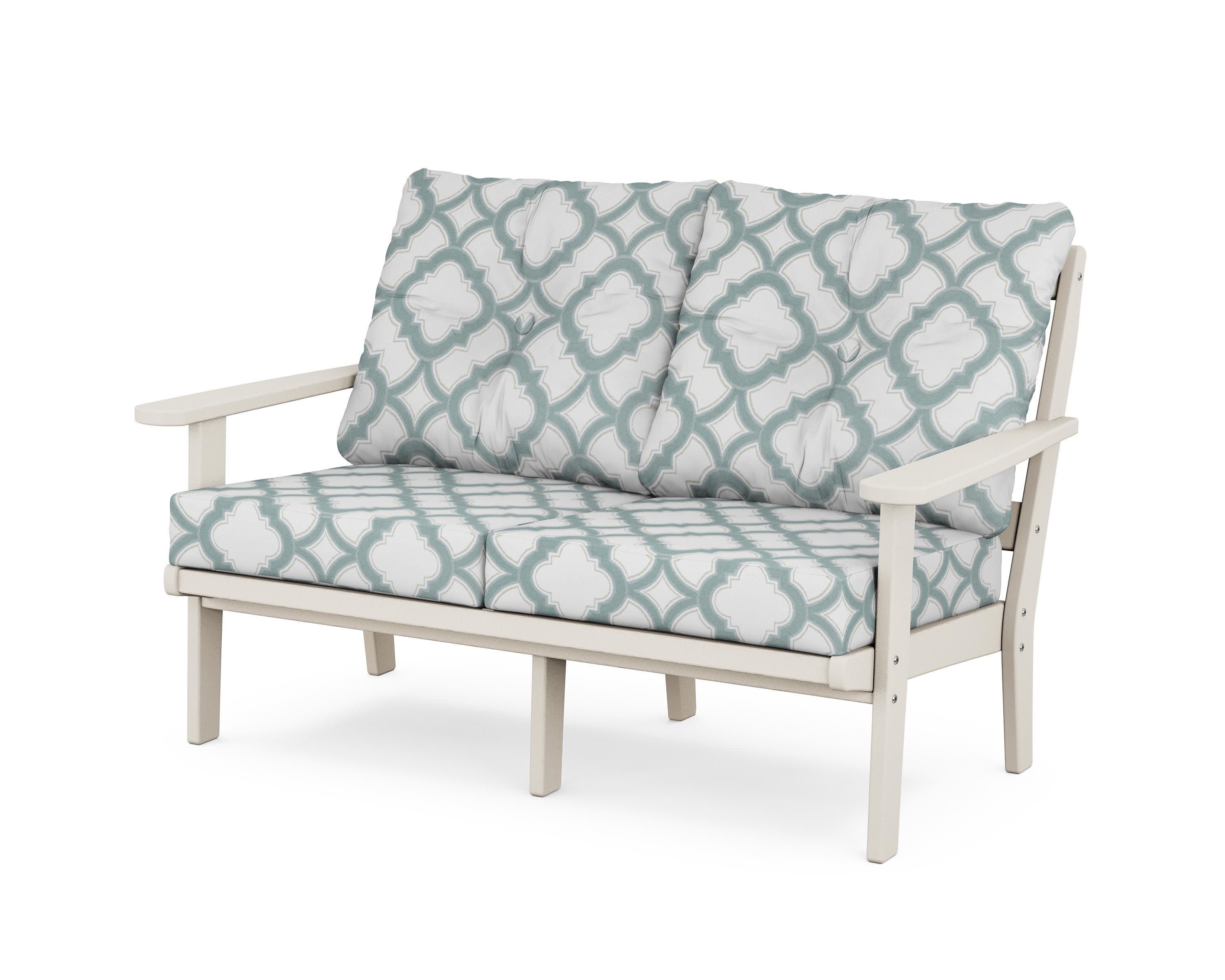 Cape Cod Deep Seating Loveseat in Sand Castle / Trellis Glacier Spa