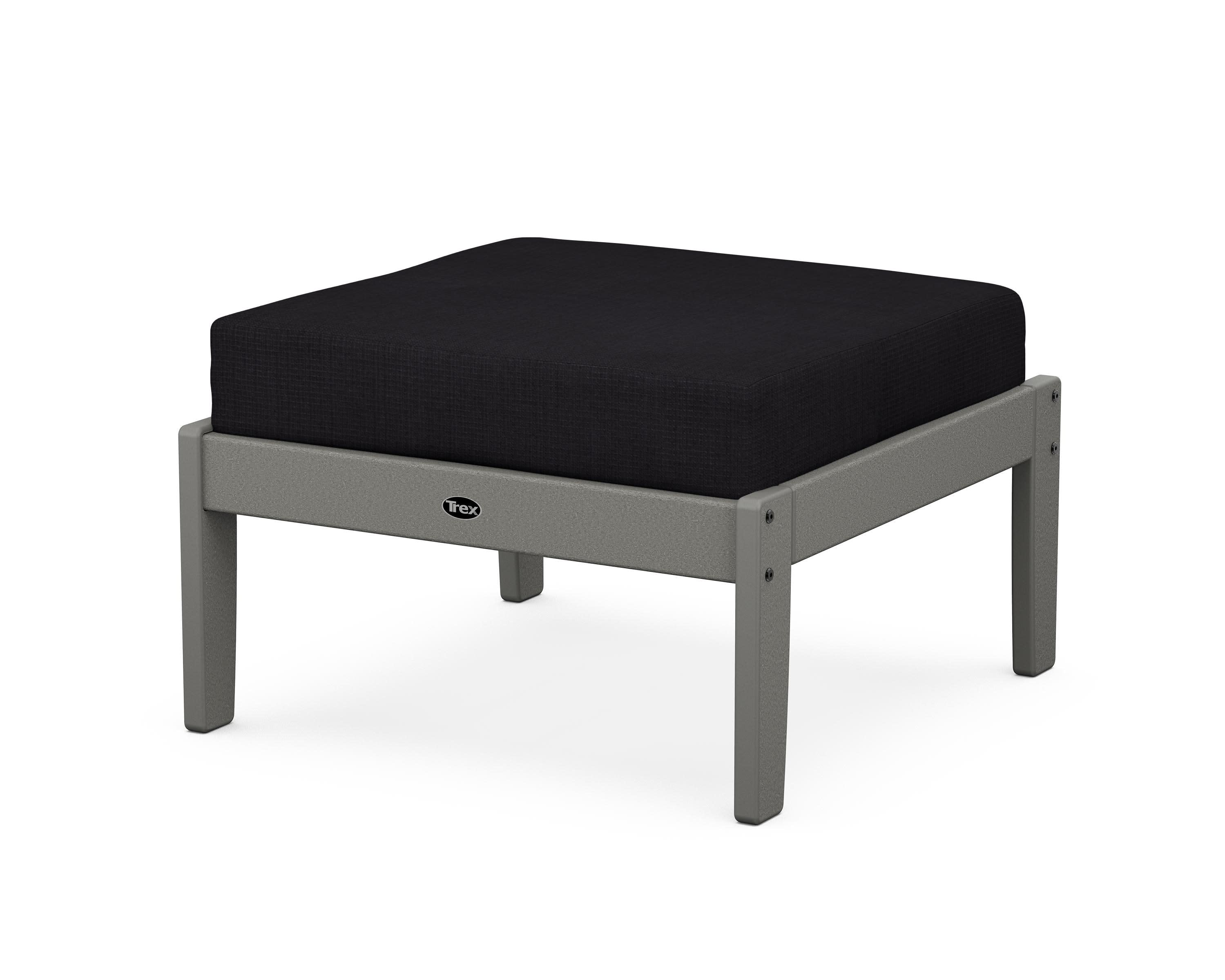 Yacht Club Deep Seating Ottoman in Stepping Stone / Midnight Linen