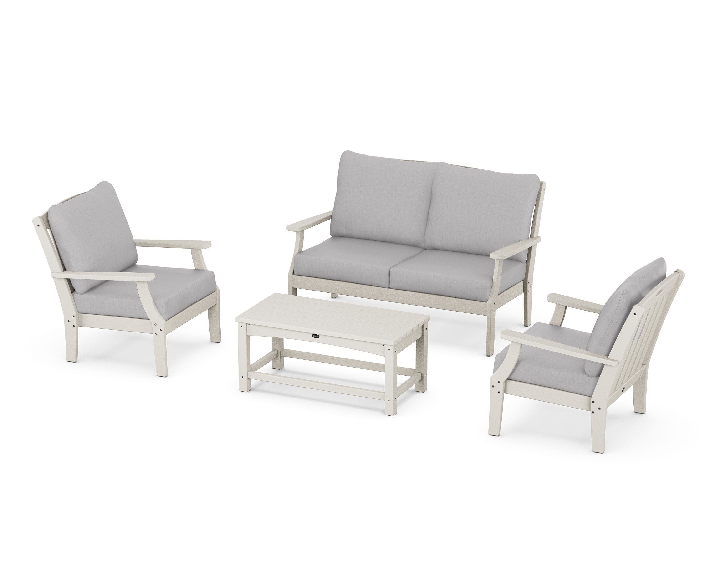 Yacht Club 4-Piece Deep Seating Chair Set in Sand Castle / Granite