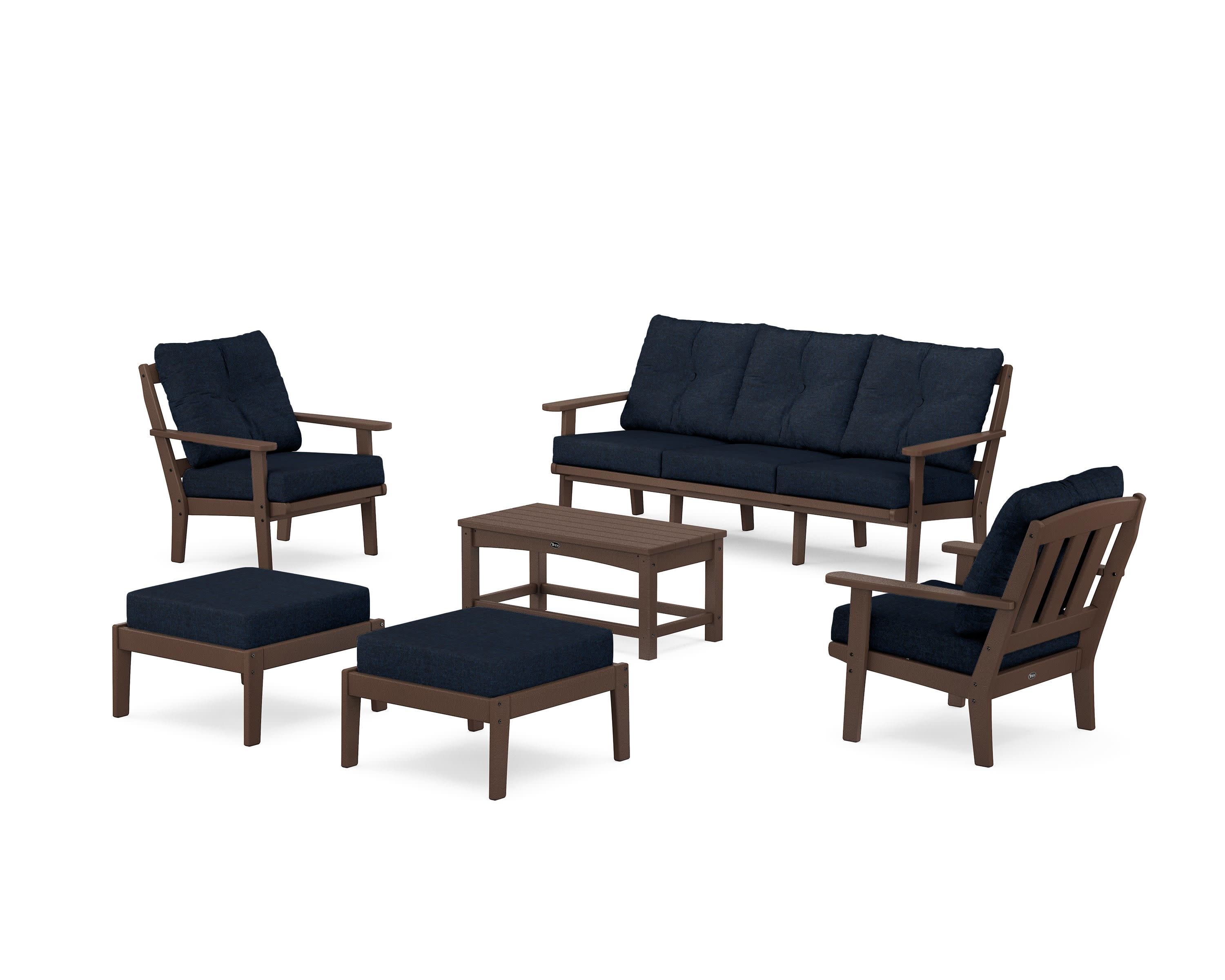 Cape Cod 6-Piece Lounge Sofa Set in Vintage Lantern / Marine Indigo
