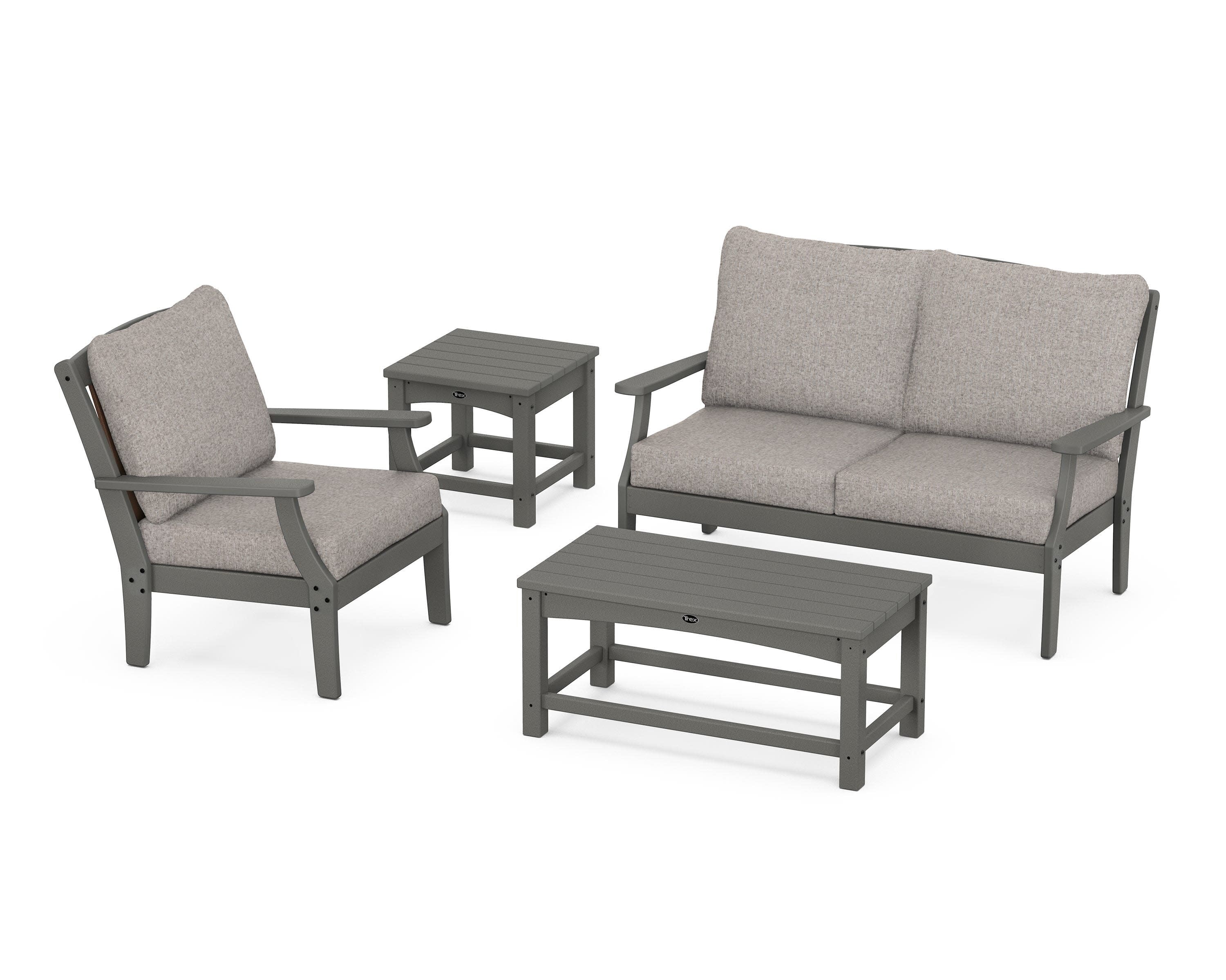 Yacht Club 4-Piece Deep Seating Set in Stepping Stone / Weathered Tweed