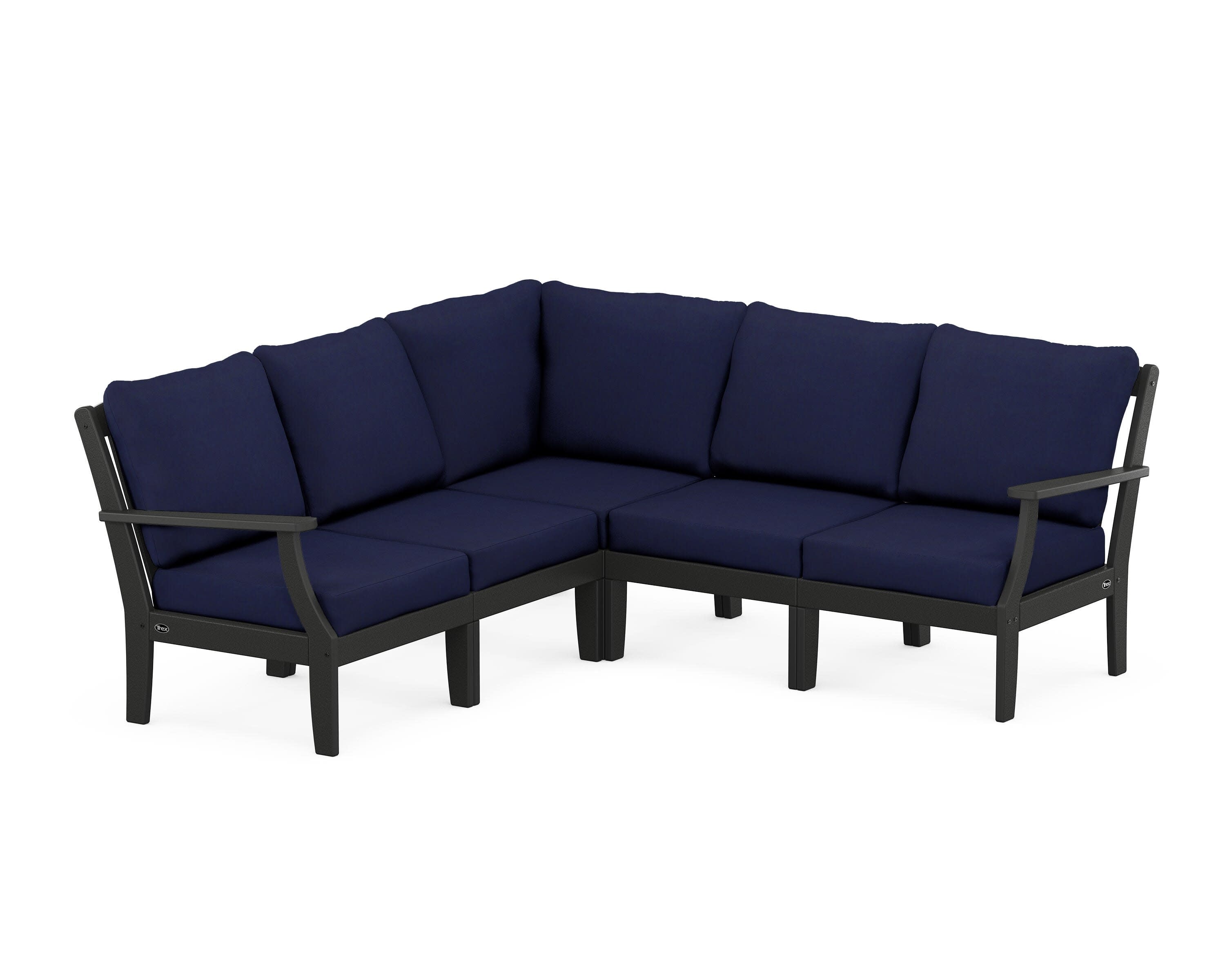 Yacht Club Modular 5-Piece Deep Seating Set in Charcoal Black / Navy