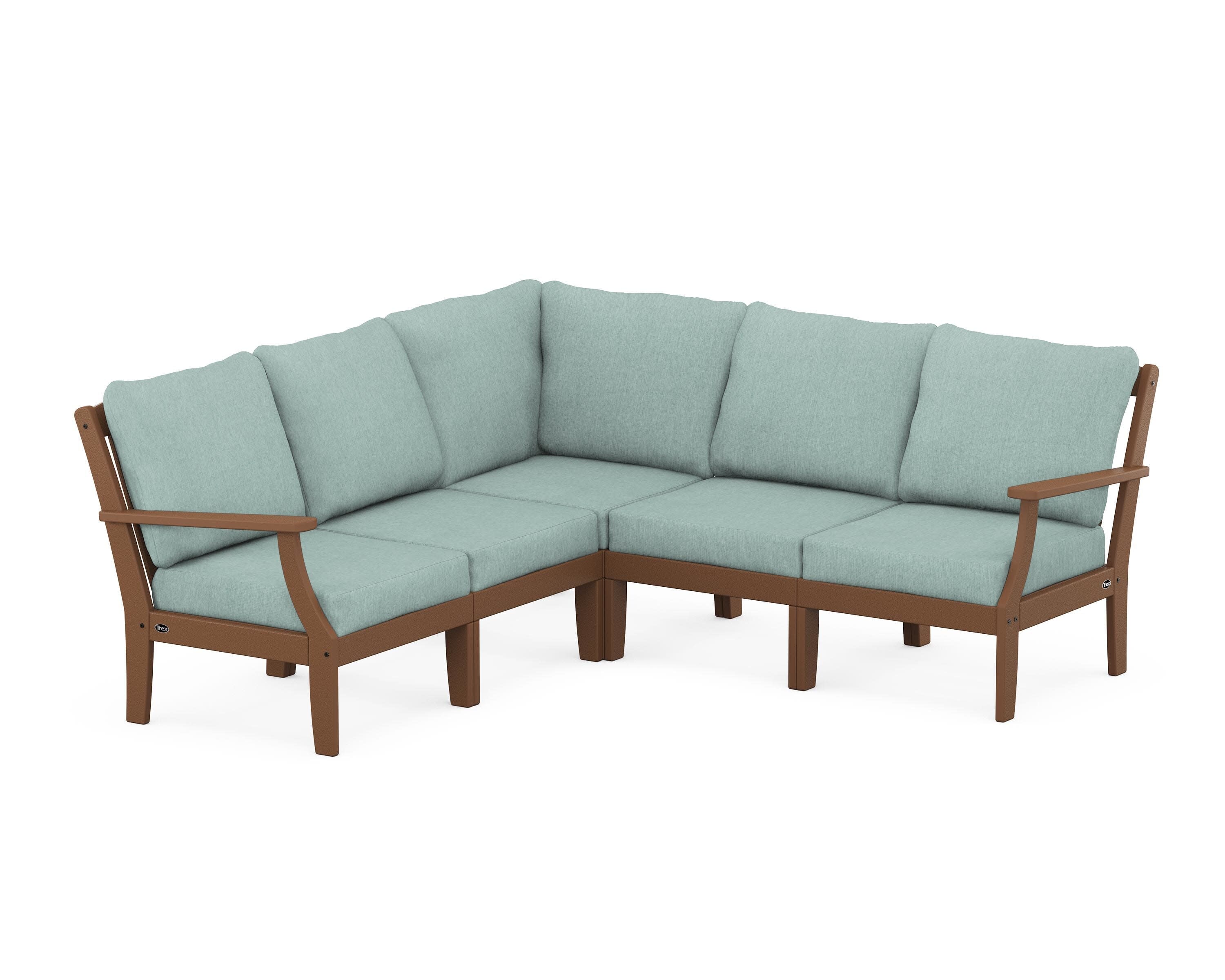 Yacht Club Modular 5-Piece Deep Seating Set in Tree House / Glacier Spa