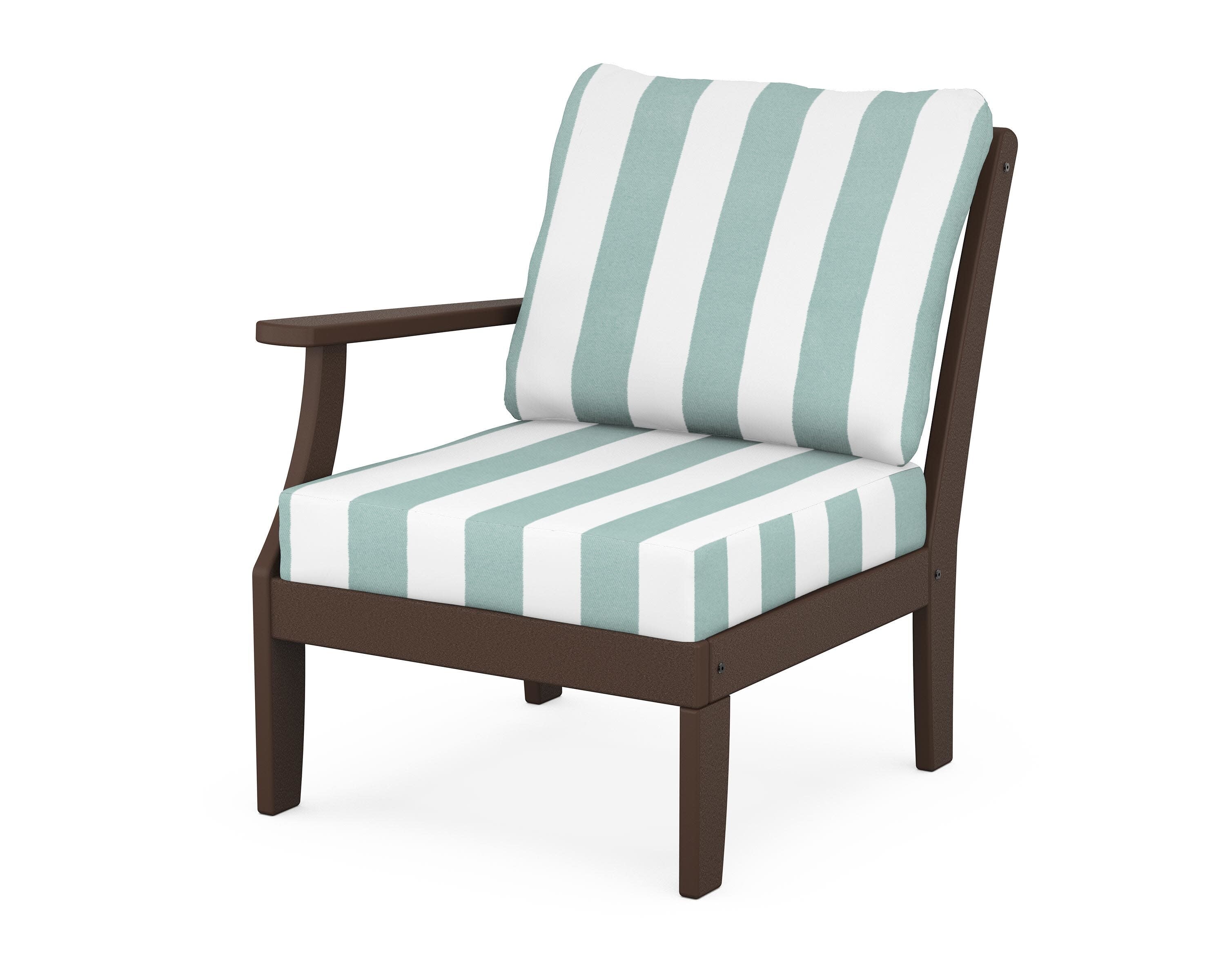 Yacht Club Modular Left Arm Chair in Vintage Lantern / Cabana Stripe Glacier Spa