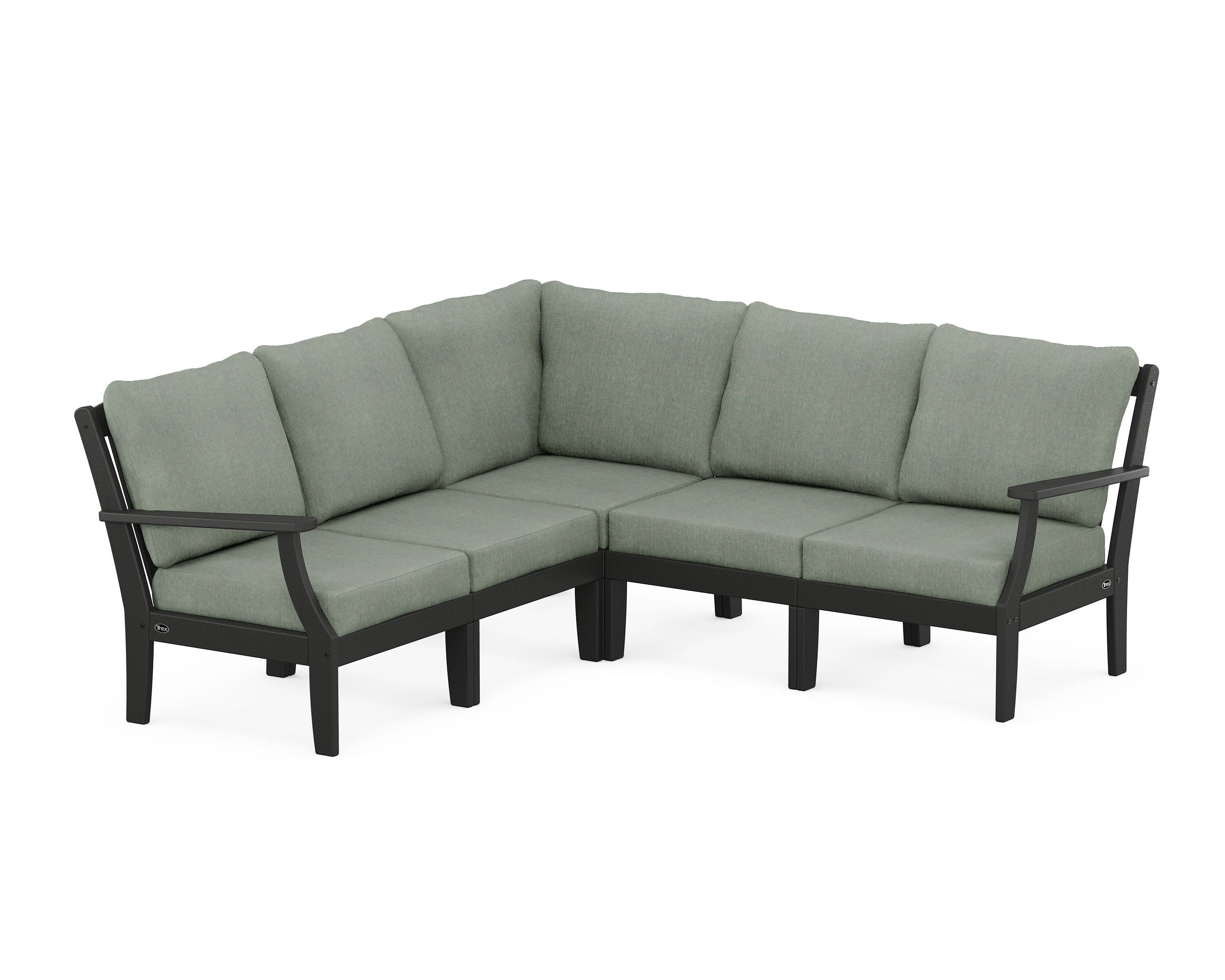 Yacht Club Modular 5-Piece Deep Seating Set in Charcoal Black / Cast Sage