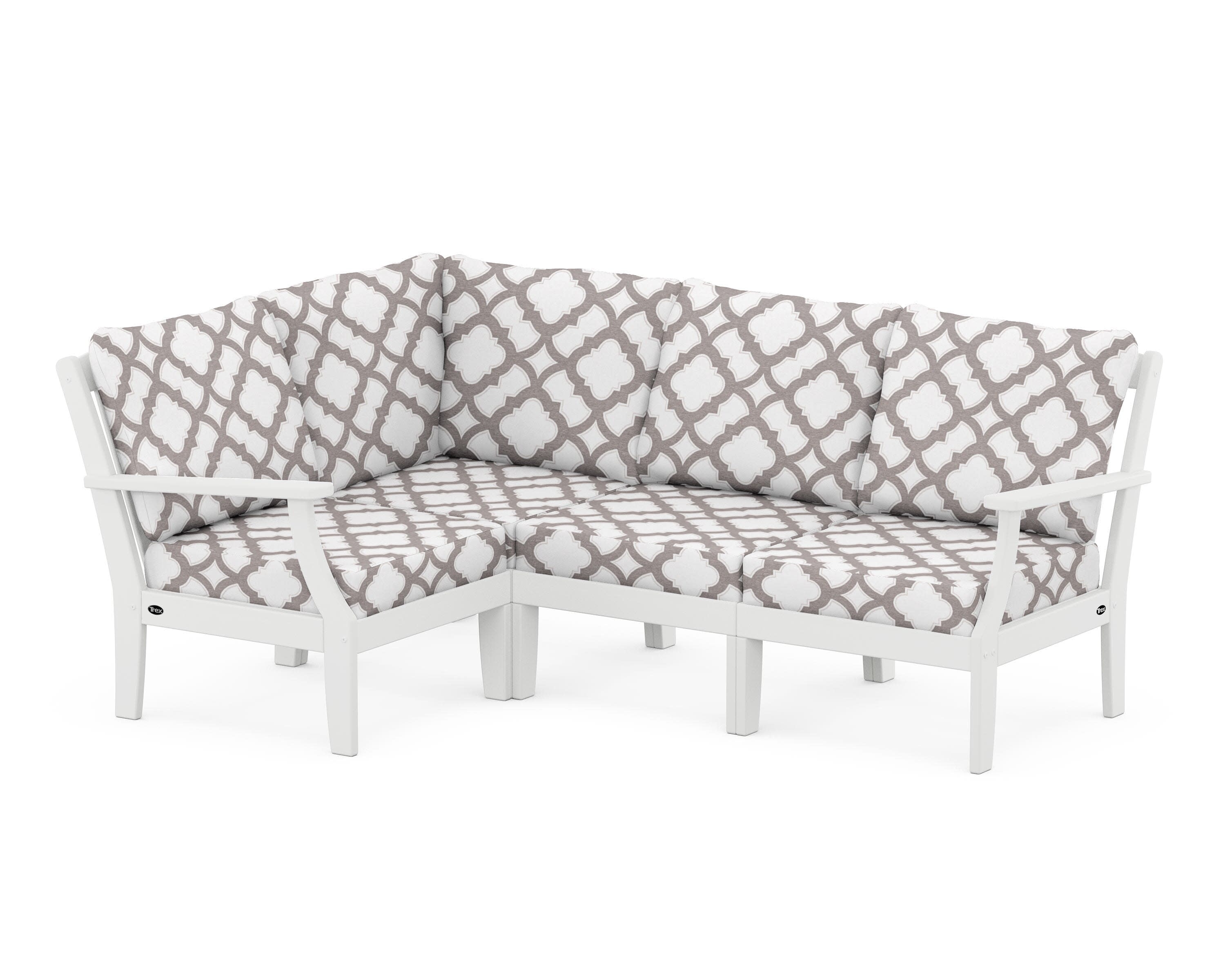 Yacht Club Modular 4-Piece Deep Seating Set in Classic White / Trellis Grey Mist