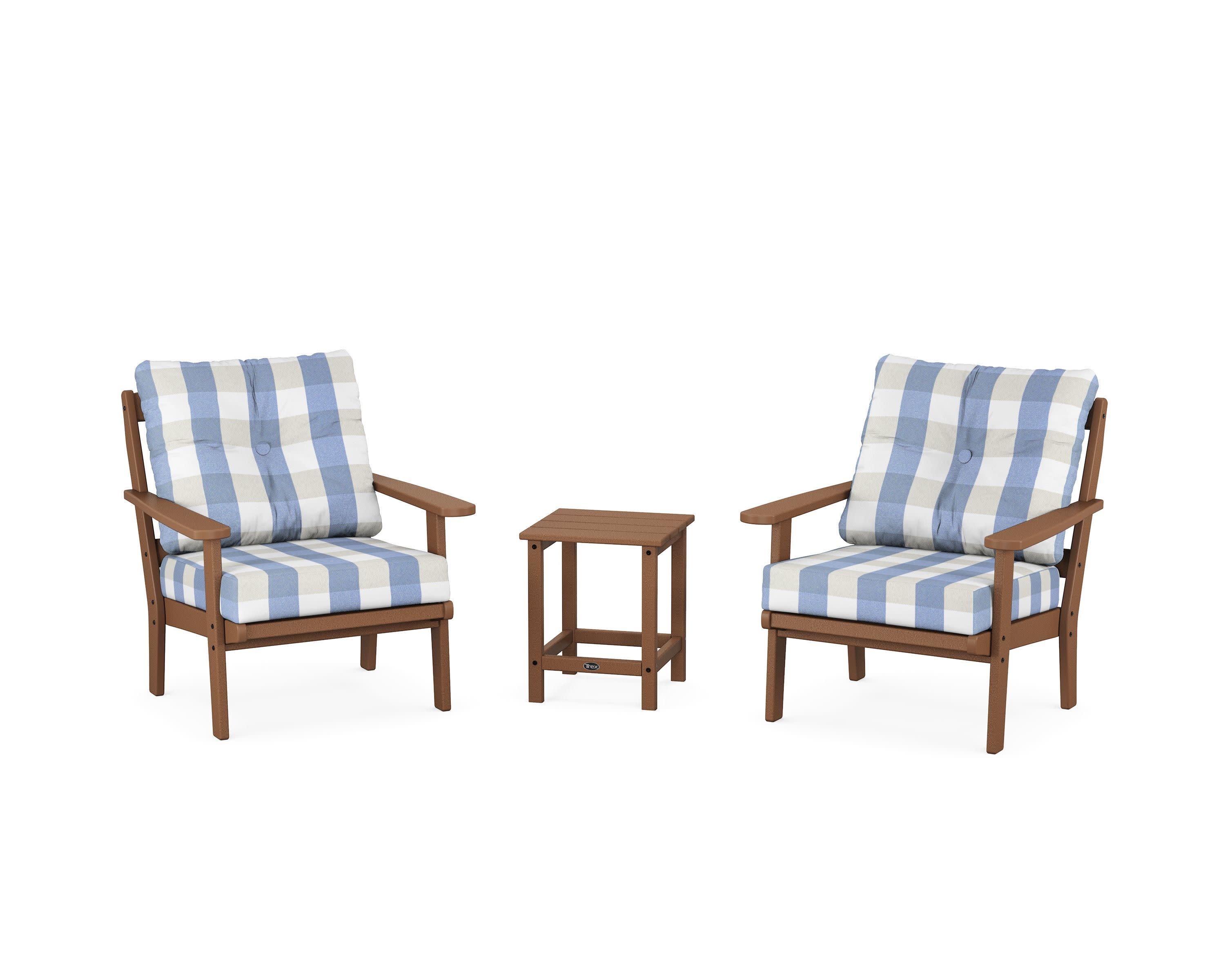 Cape Cod 3-Piece Deep Seating Set in Tree House / Buffalo Plaid Sky Blue