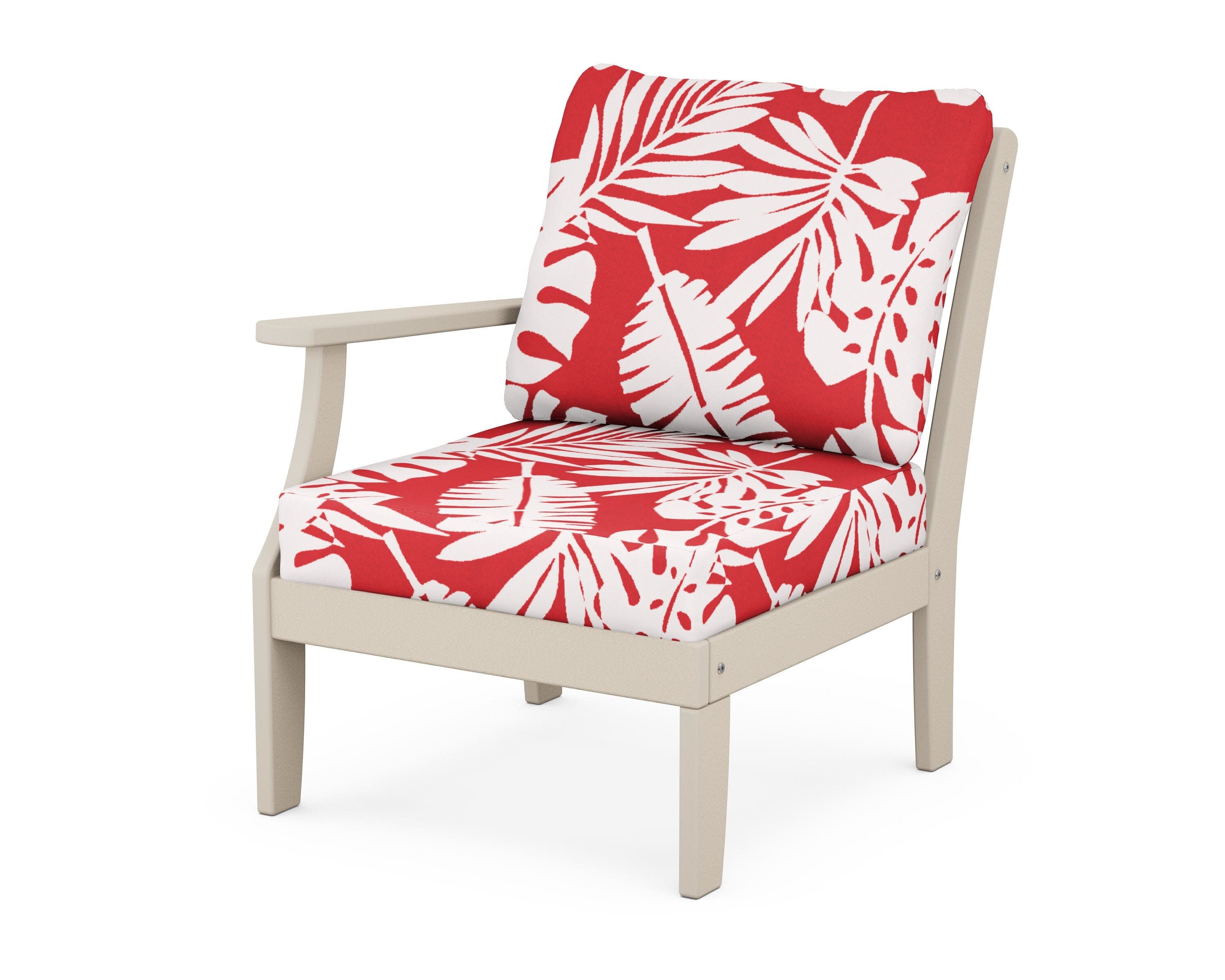 Yacht Club Modular Left Arm Chair in Sand Castle / Leaf Crimson