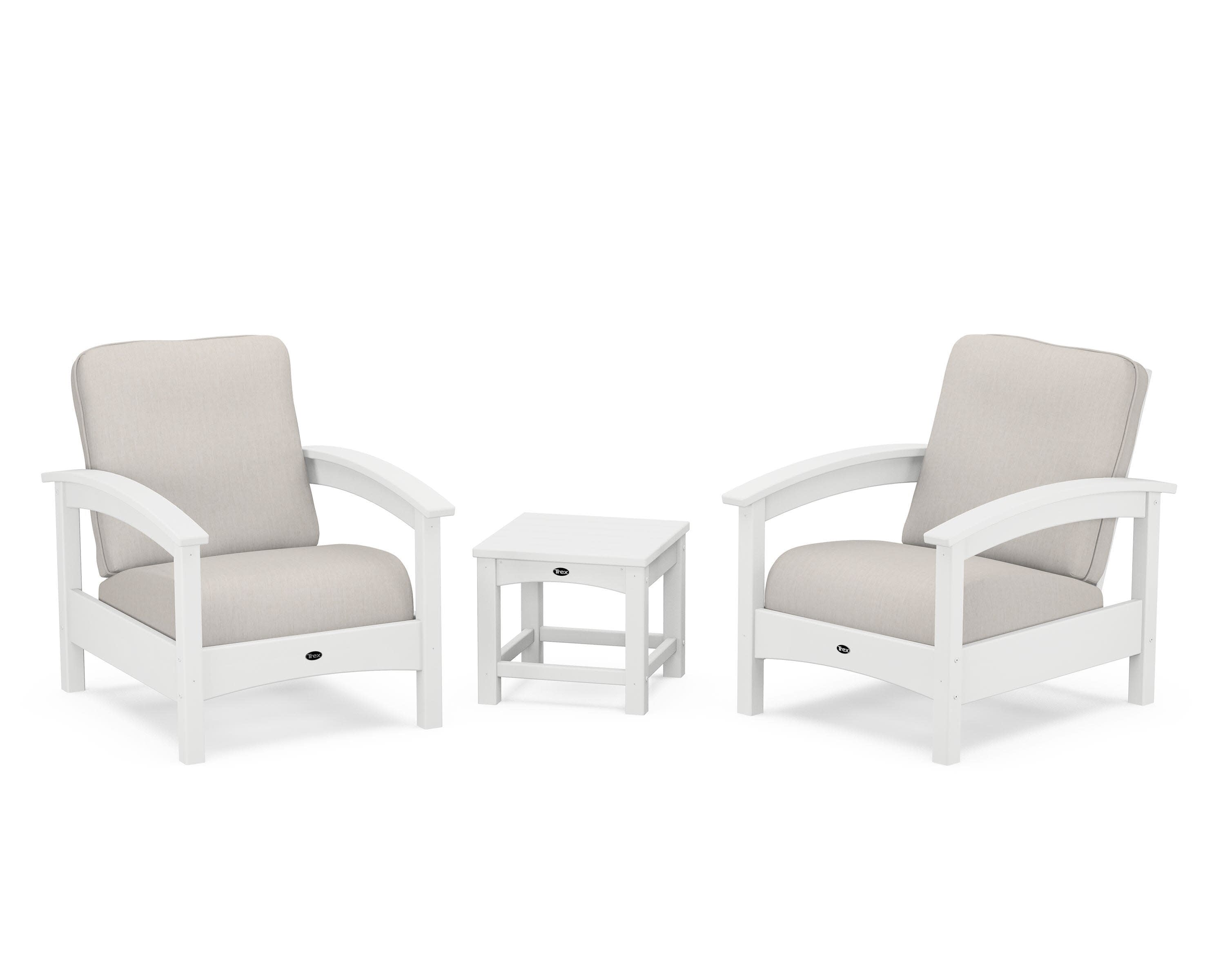 Rockport Club 3-Piece Deep Seating Conversation Set in Classic White / Cast Ash