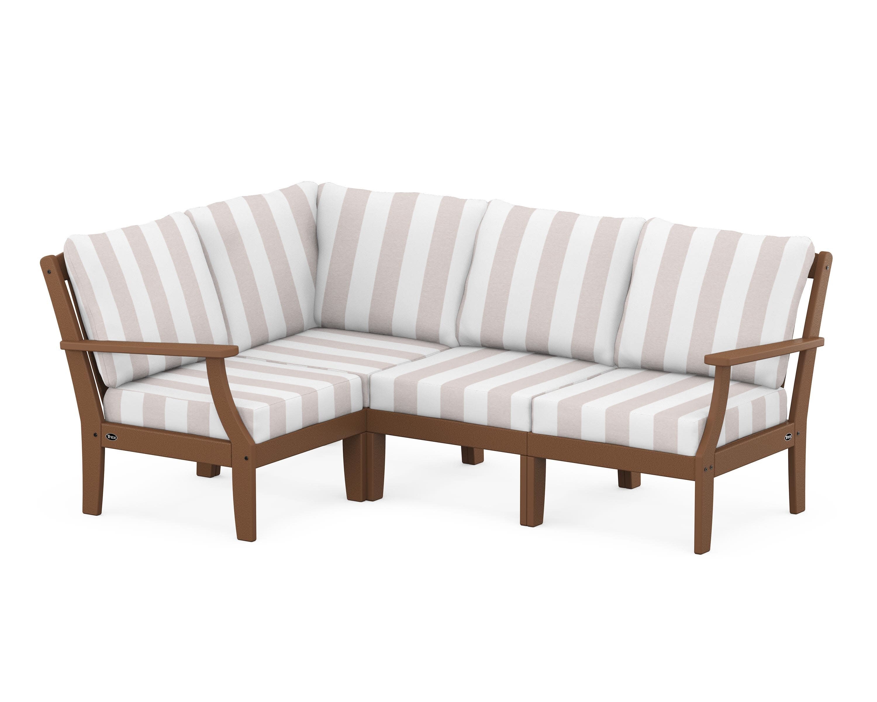 Yacht Club Modular 4-Piece Deep Seating Set in Tree House / Cabana Stripe Dune Burlap