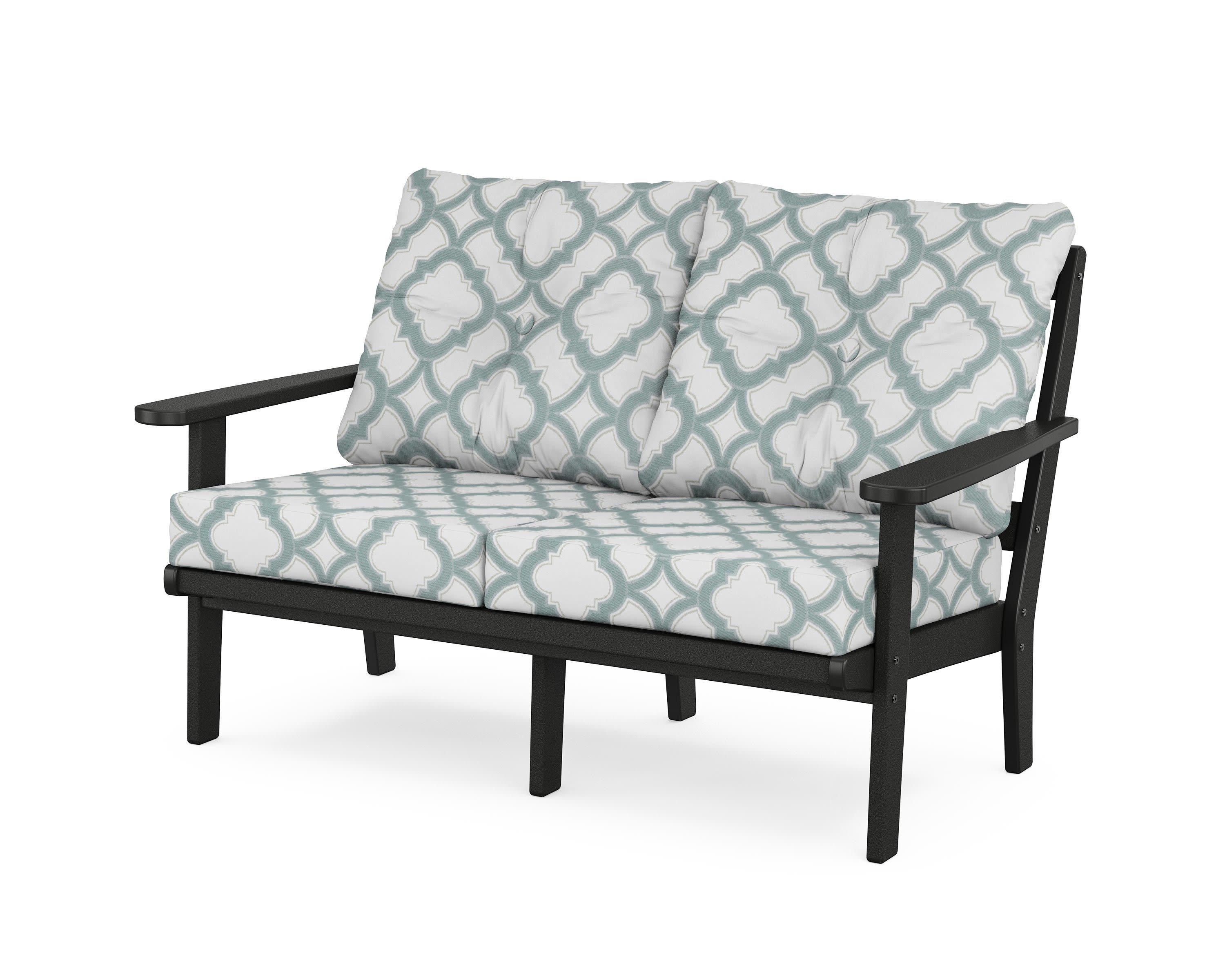 Cape Cod Deep Seating Loveseat in Charcoal Black / Trellis Glacier Spa