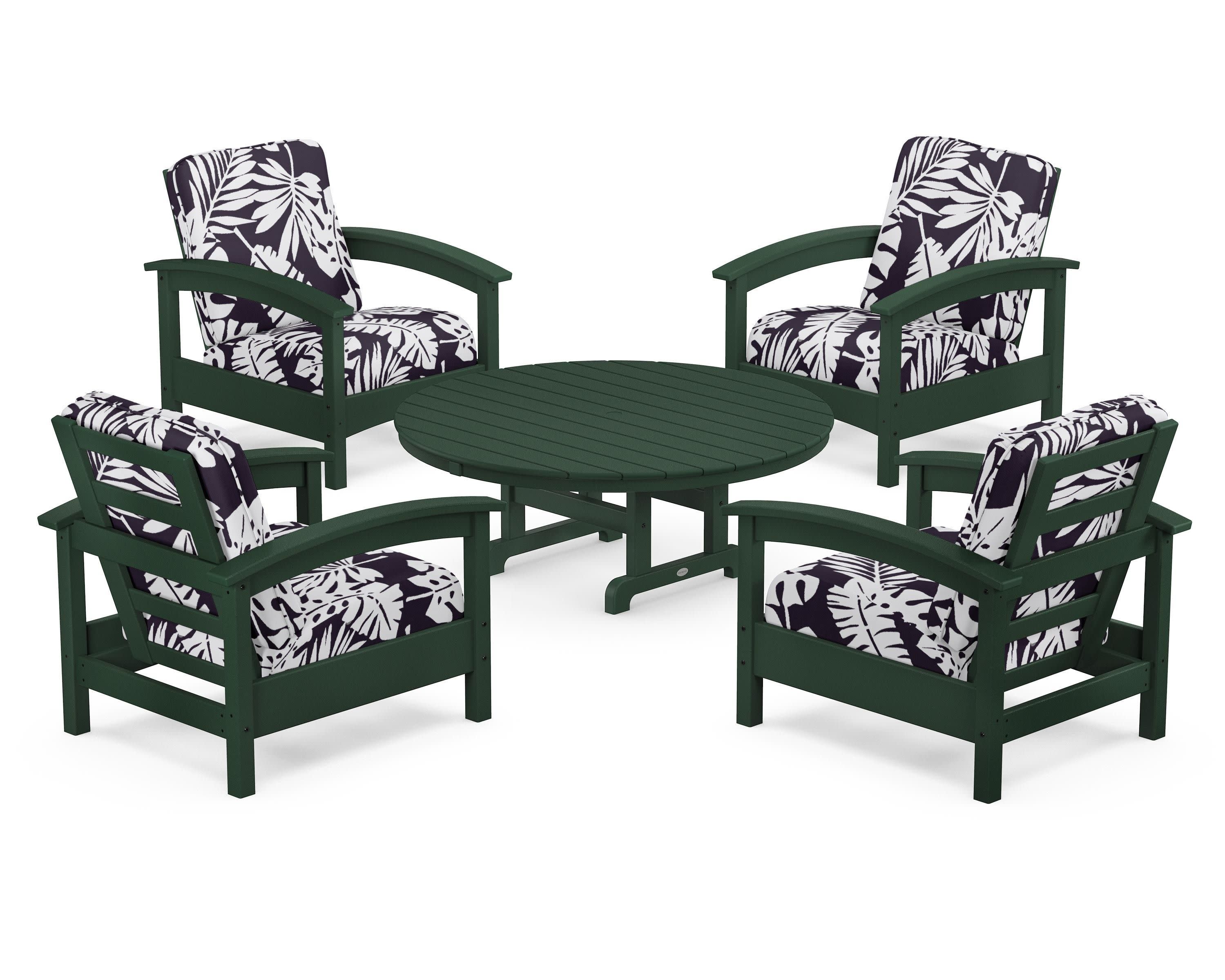 Rockport 5-Piece Deep Seating Set in Rainforest Canopy / Leaf Navy