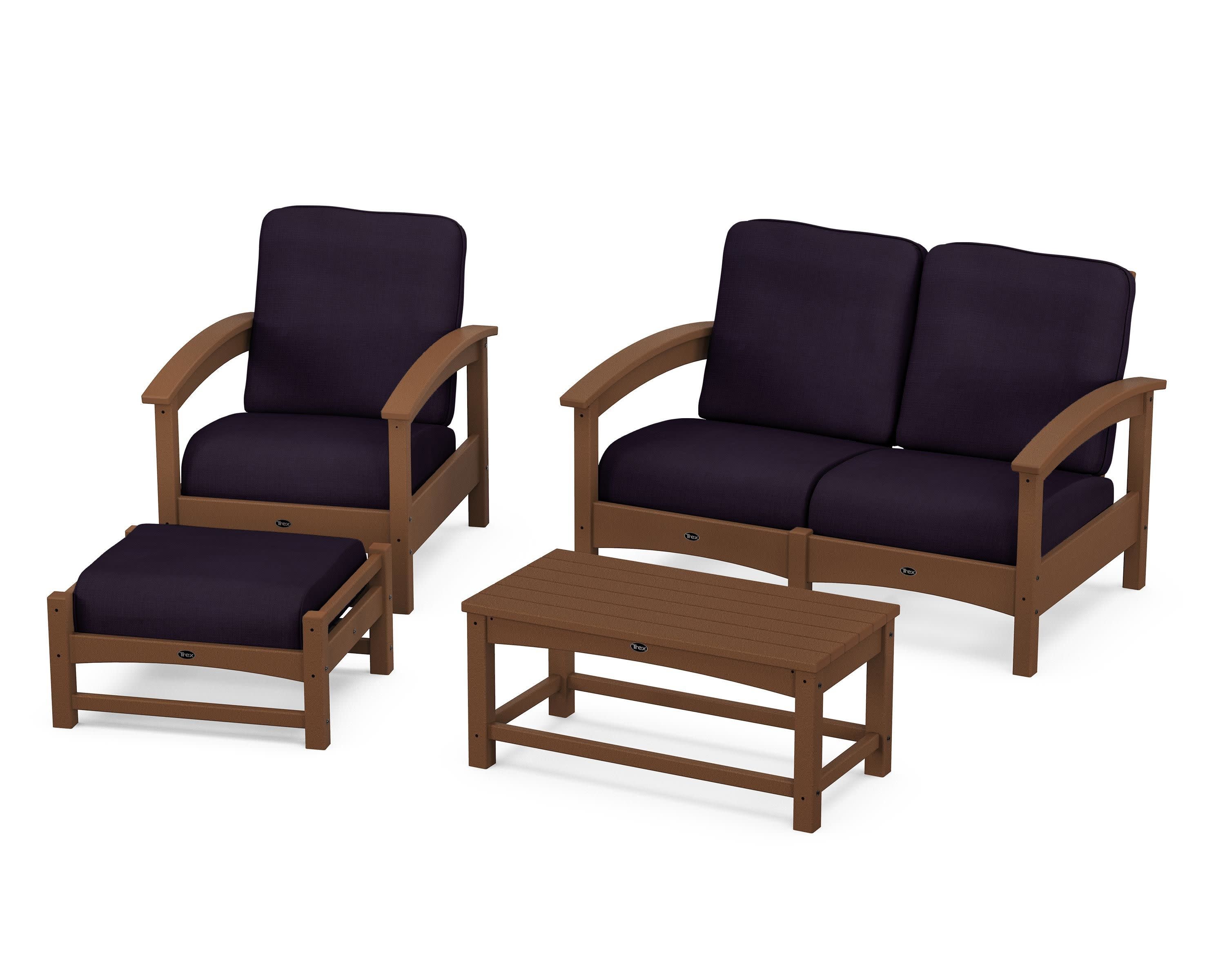 Rockport 4-Piece Deep Seating Conversation Group in Tree House / Navy Linen