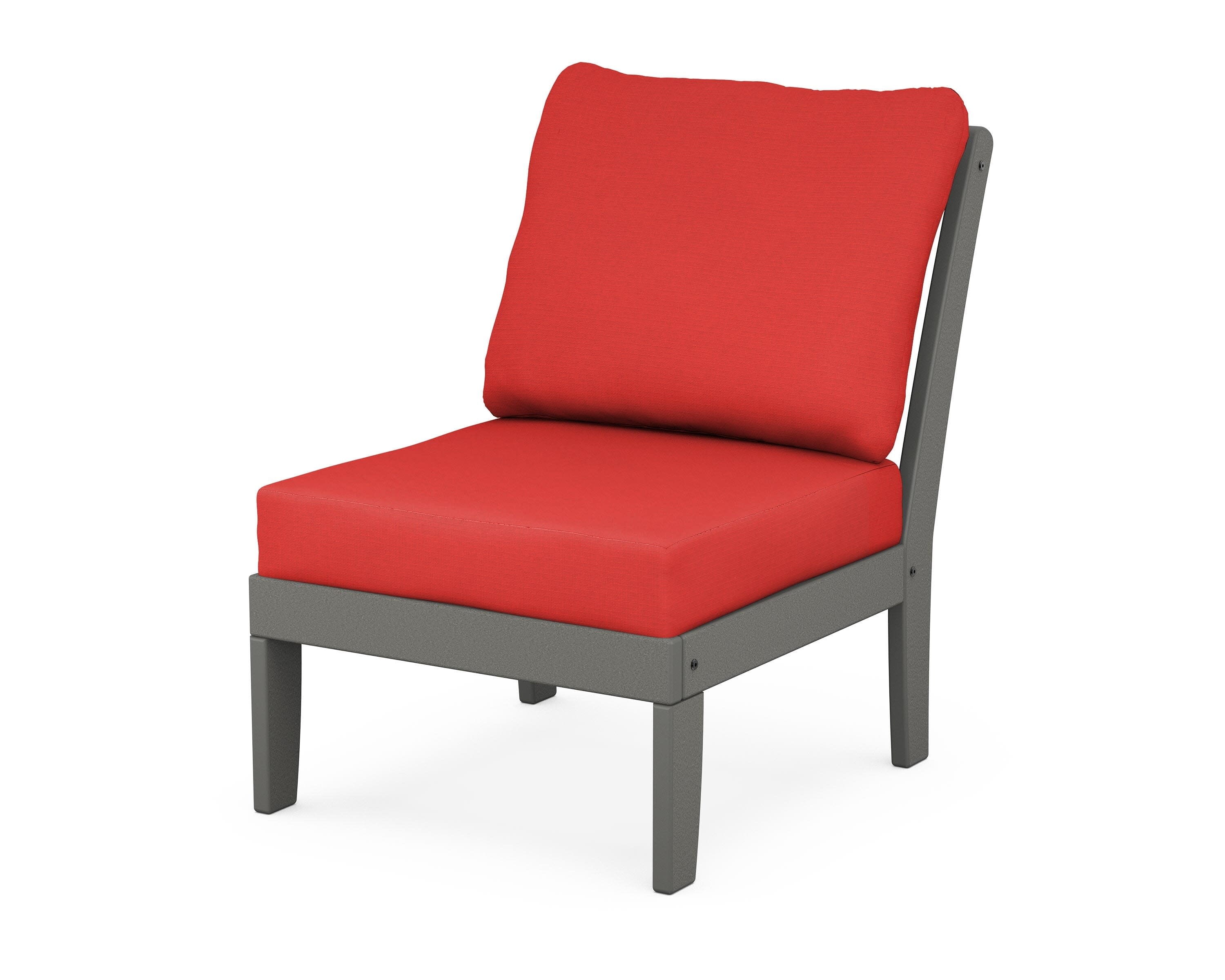 Yacht Club Modular Armless Chair in Stepping Stone / Crimson Linen