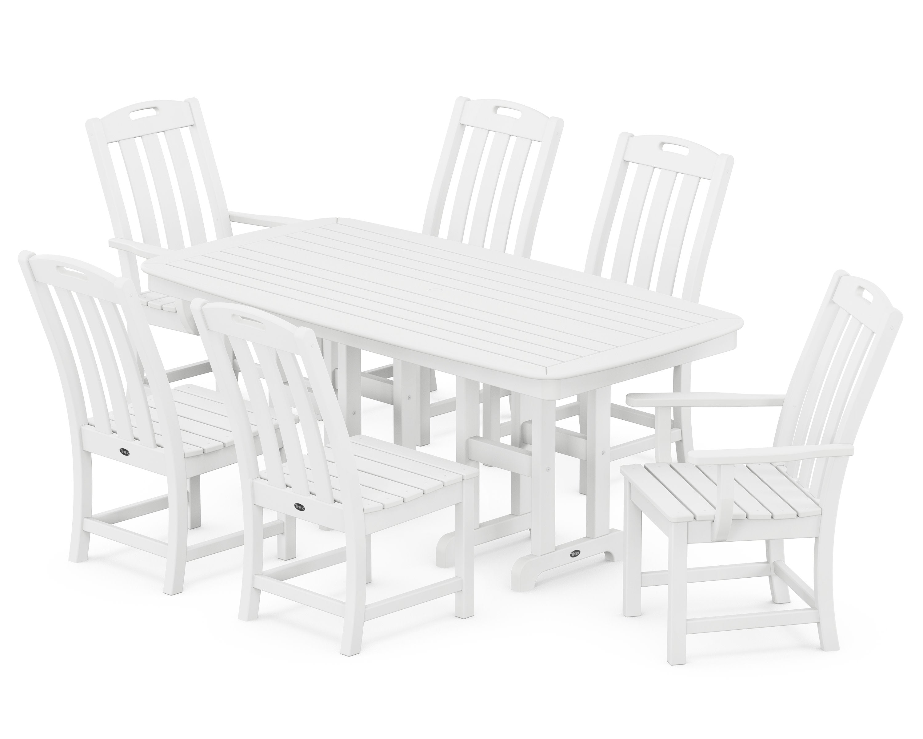 Yacht Club 7-Piece Dining Set in Classic White