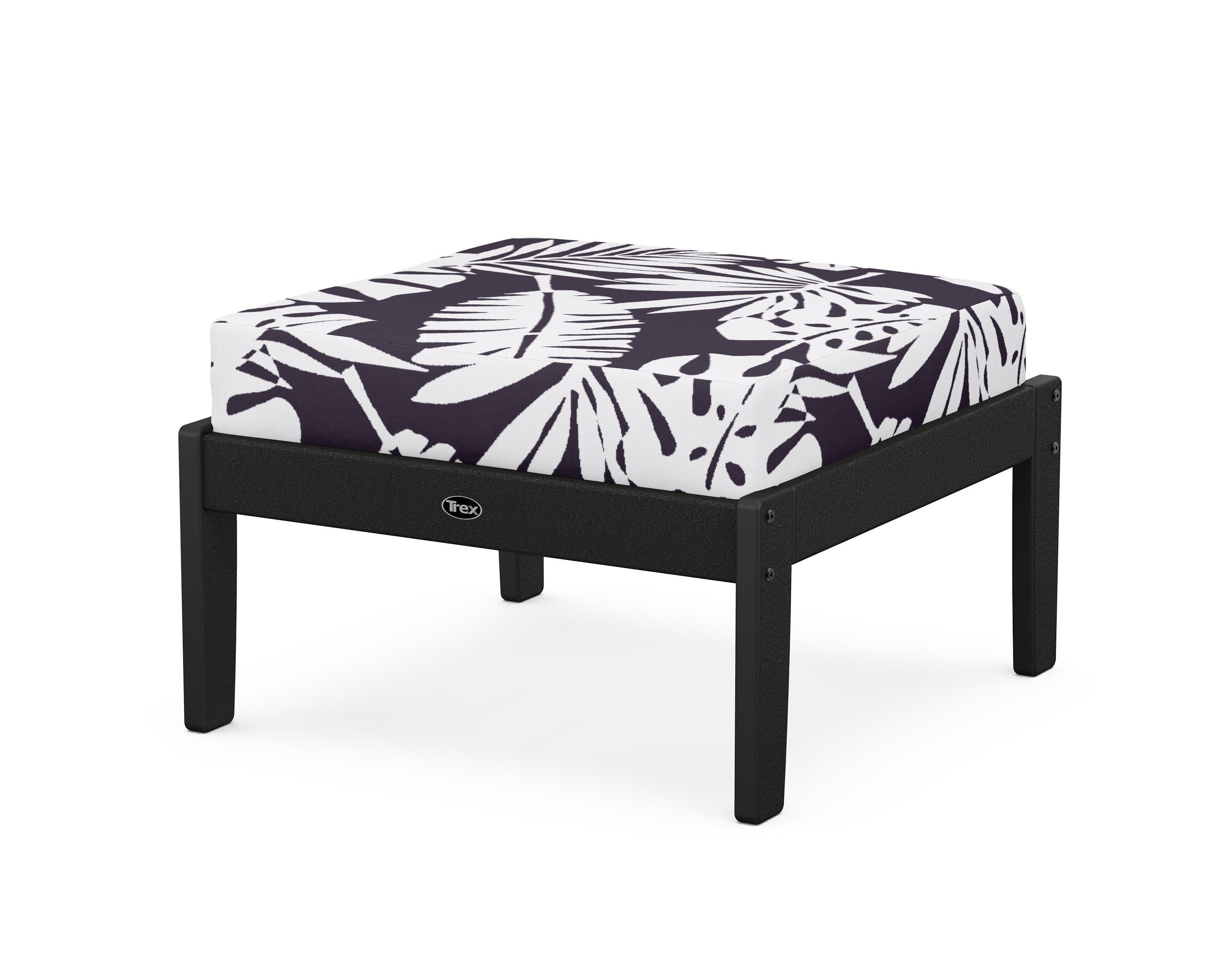 Yacht Club Deep Seating Ottoman in Charcoal Black / Leaf Navy