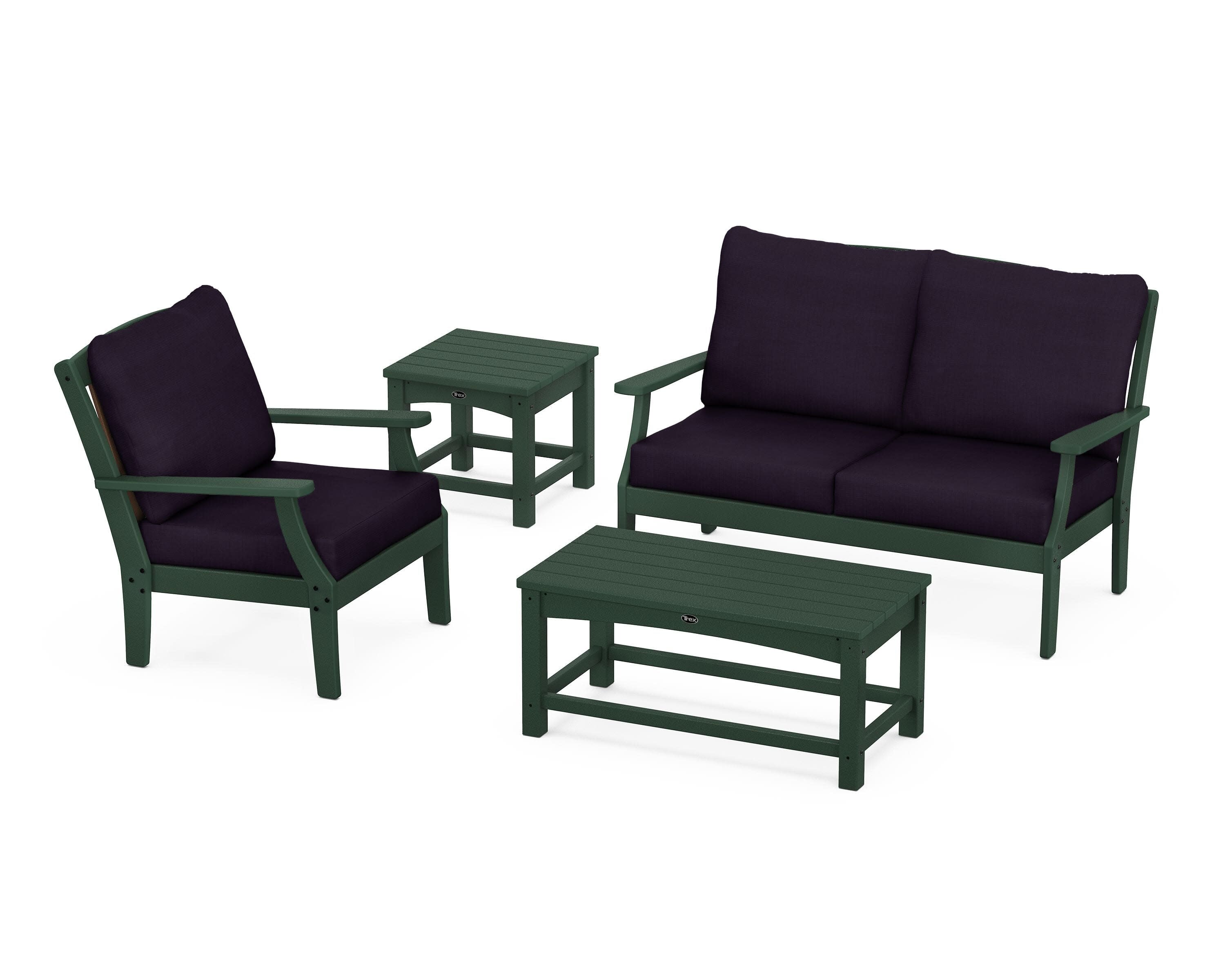 Yacht Club 4-Piece Deep Seating Set in Rainforest Canopy / Navy Linen