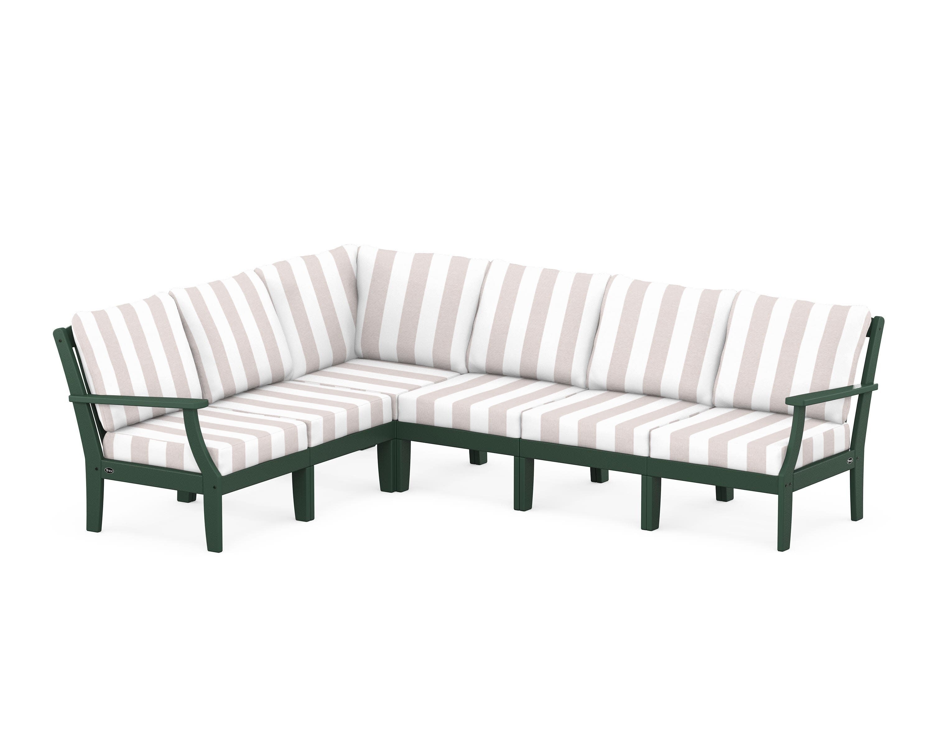 Yacht Club Modular 6-Piece Deep Seating Set in Rainforest Canopy / Cabana Stripe Dune Burlap