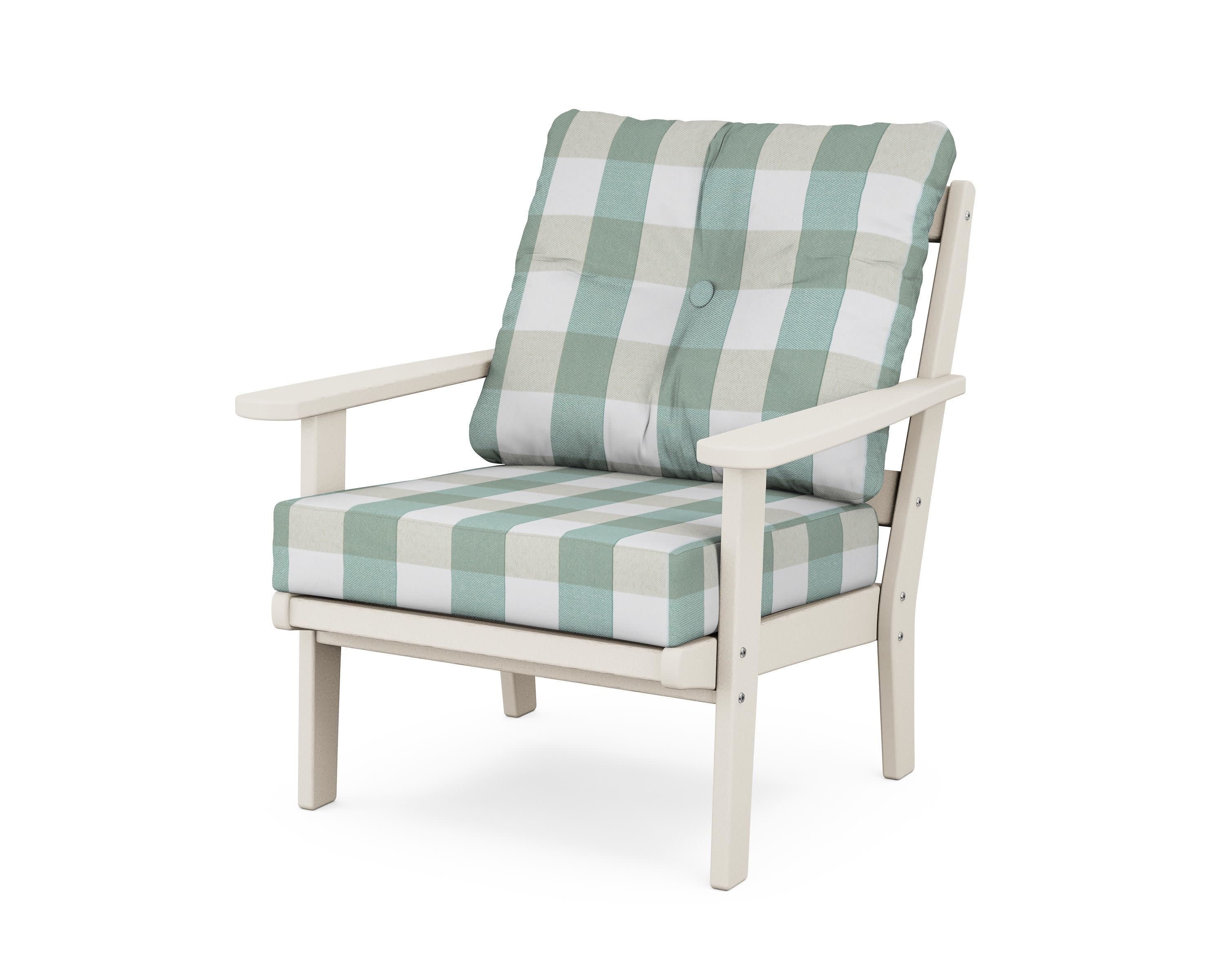 Cape Cod Deep Seating Chair in Sand Castle / Buffalo Plaid Glacier Spa