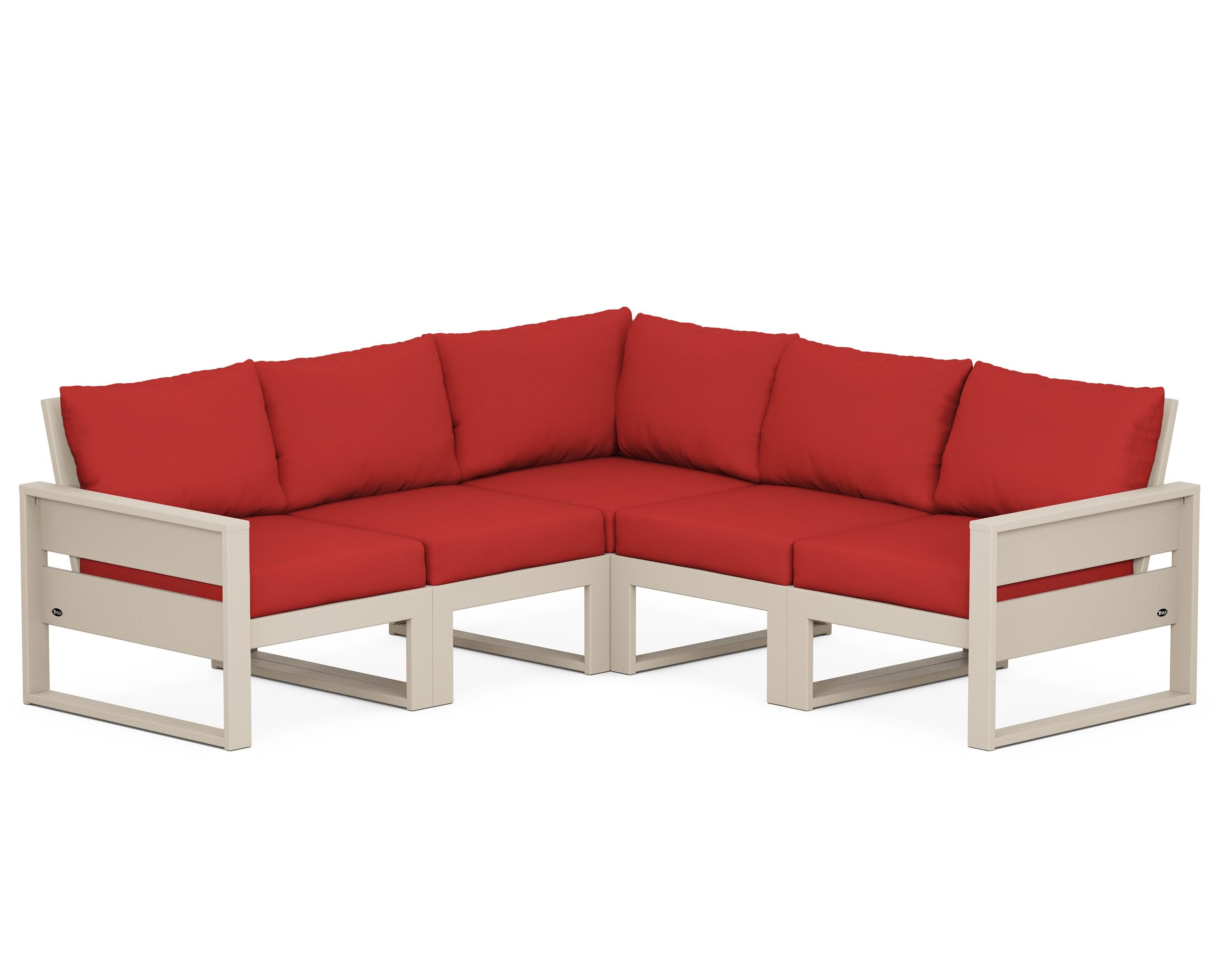 Eastport 5-Piece Sectional in Sand Castle / Crimson Linen