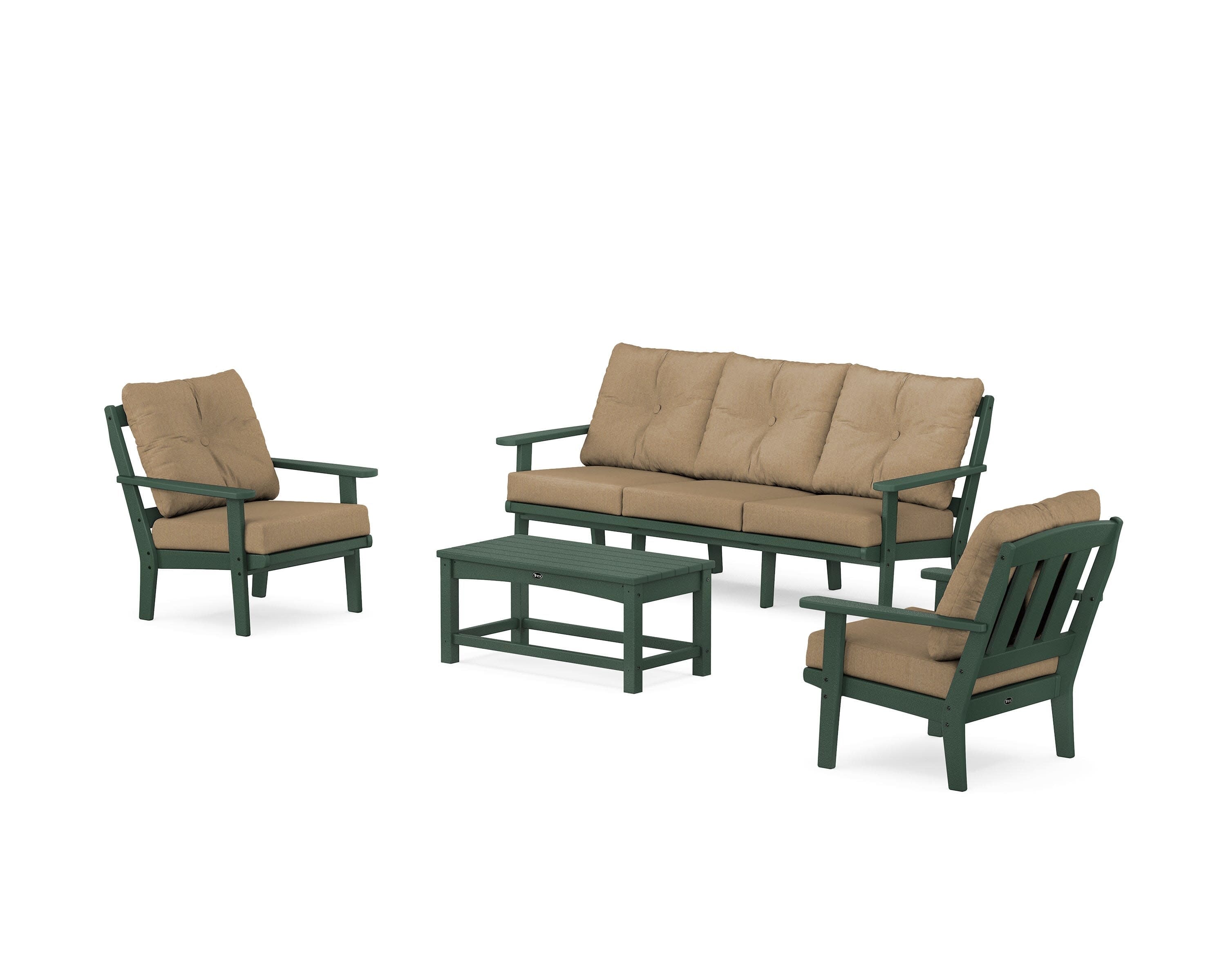 Cape Cod 4-Piece Deep Seating Set with Sofa in Rainforest Canopy / Sesame