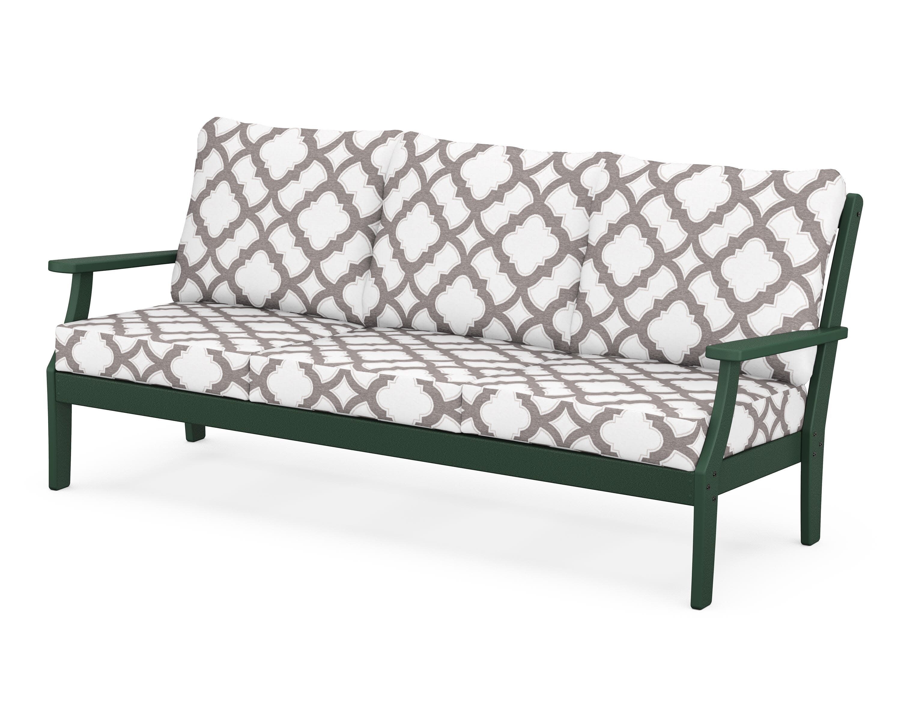 Yacht Club Deep Seating Sofa in Rainforest Canopy / Trellis Grey Mist