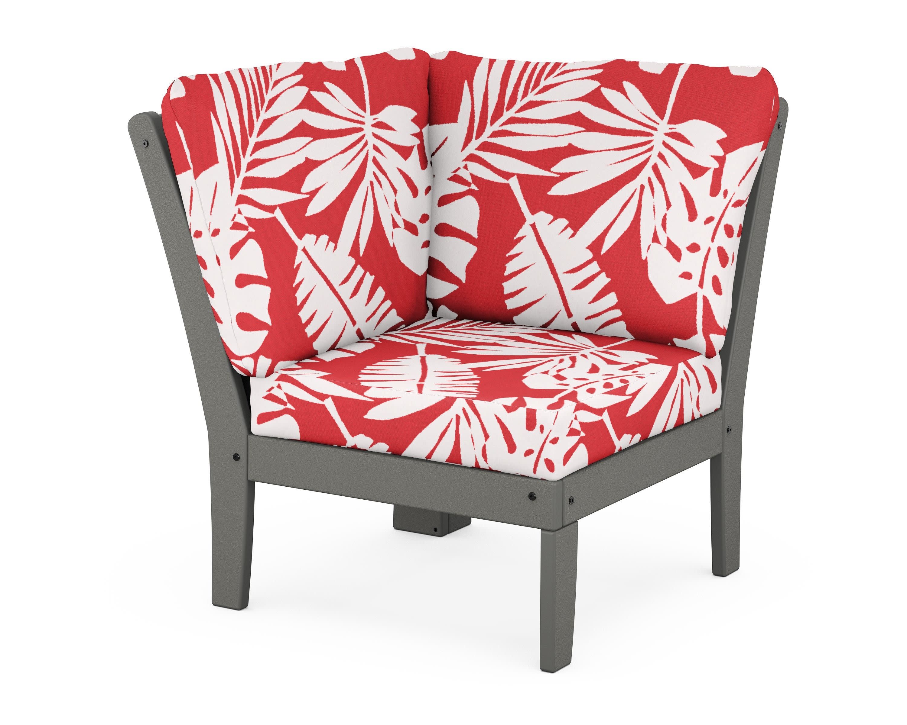 Yacht Club Modular Corner Chair in Stepping Stone / Leaf Crimson