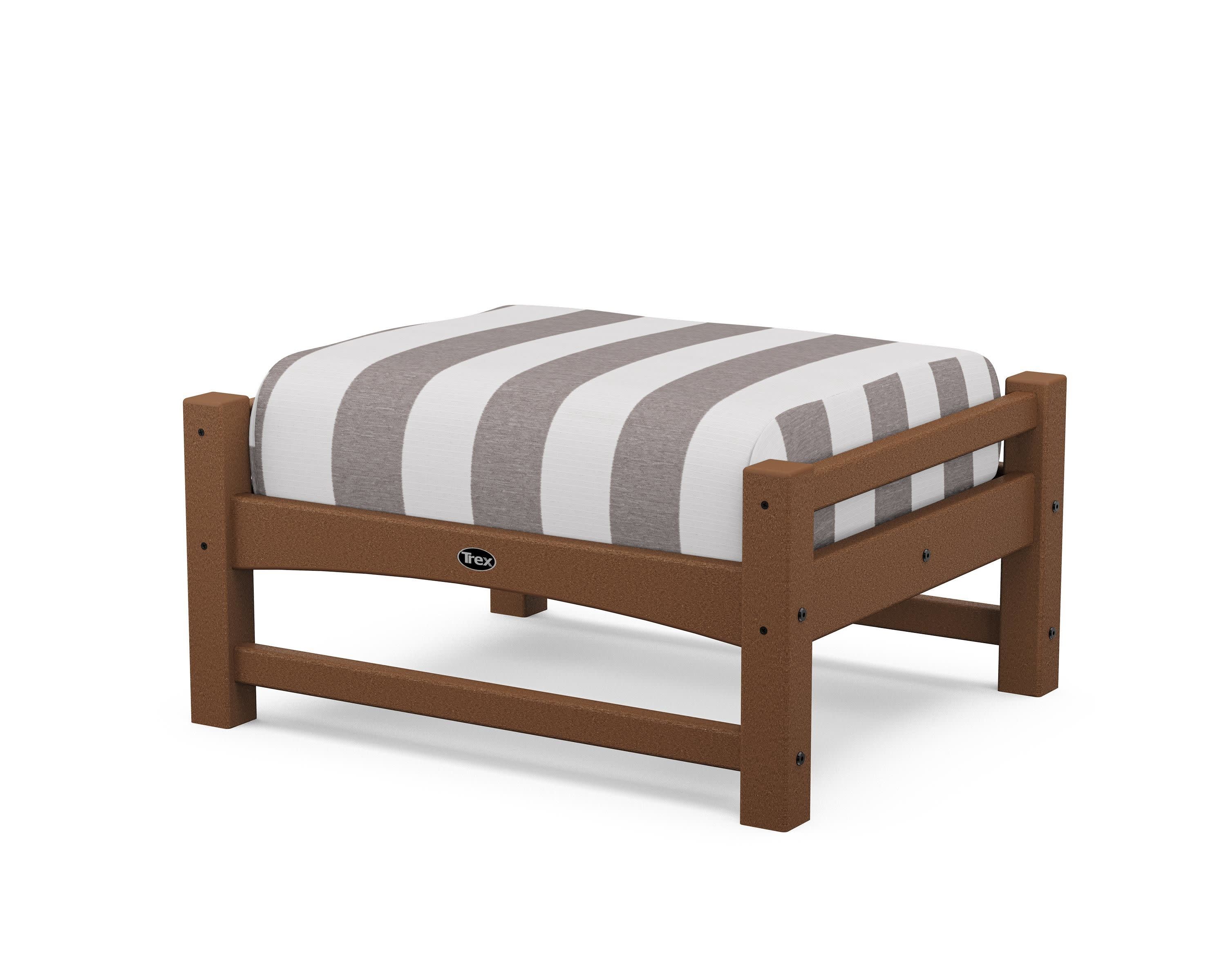 Rockport Club Ottoman in Tree House / Cabana Stripe Grey Mist