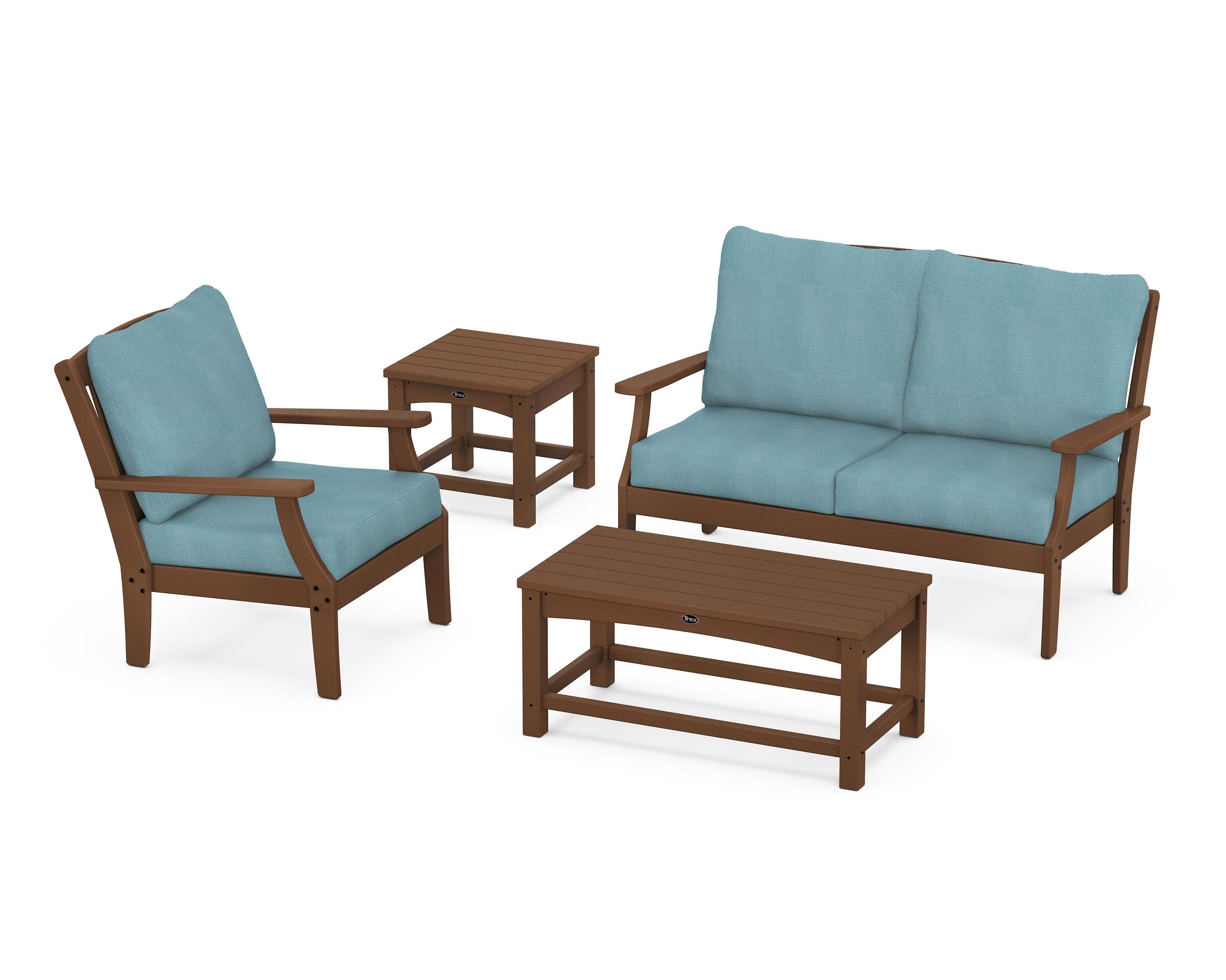 Yacht Club 4-Piece Deep Seating Set in Tree House / Lattice Sky Blue