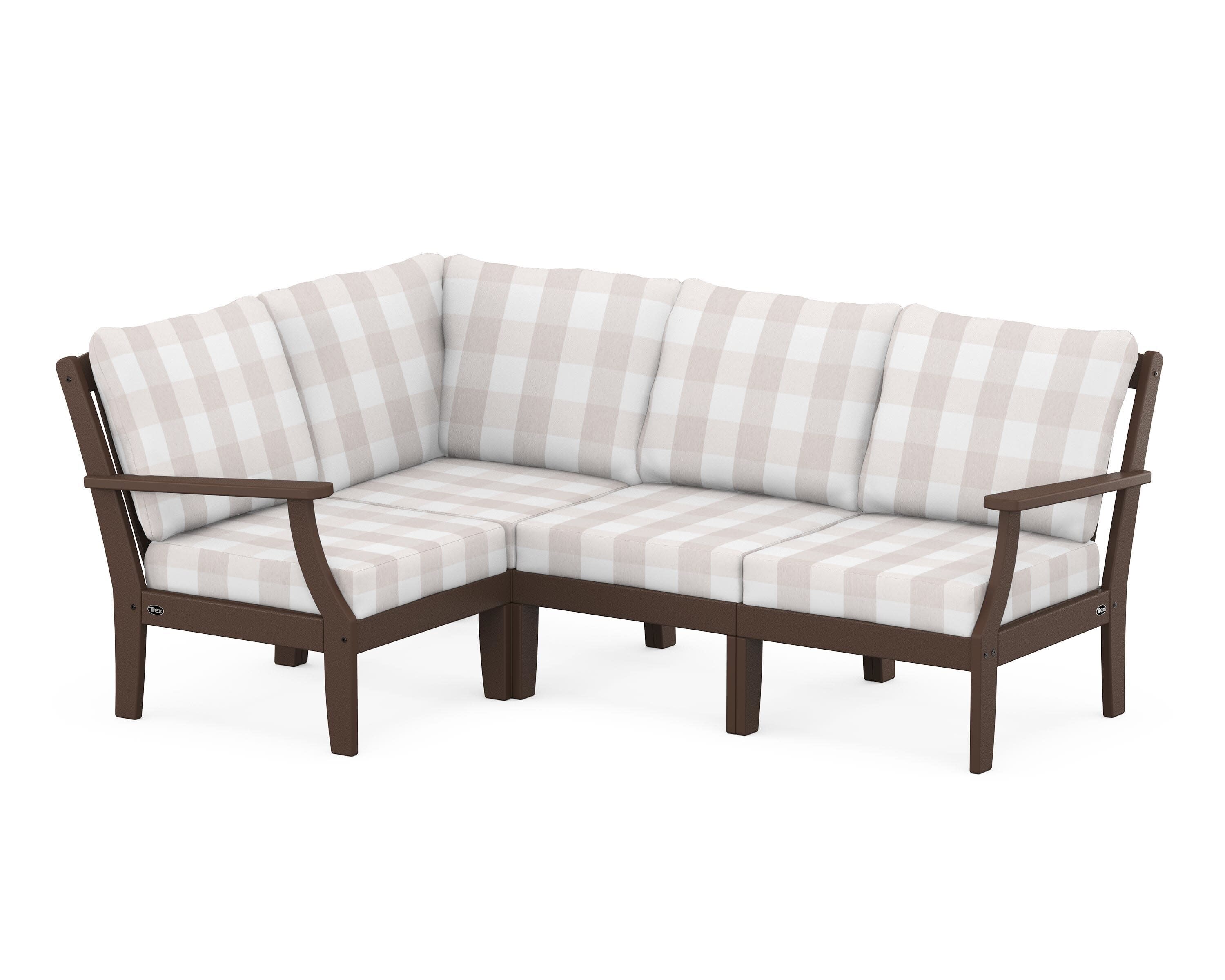 Yacht Club Modular 4-Piece Deep Seating Set in Vintage Lantern / Buffalo Plaid Dune Burlap