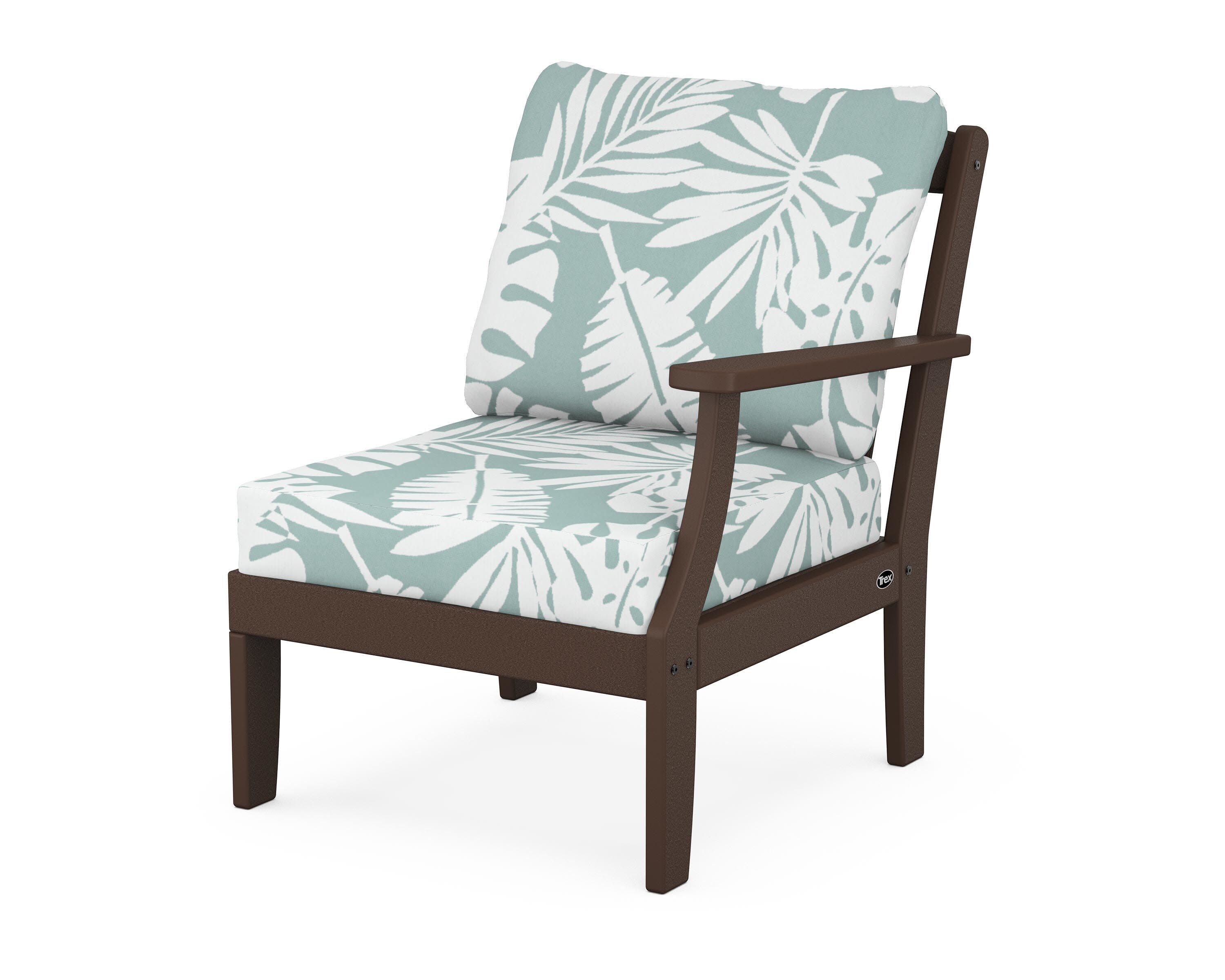 Yacht Club Modular Right Arm Chair in Vintage Lantern / Leaf Glacier Spa