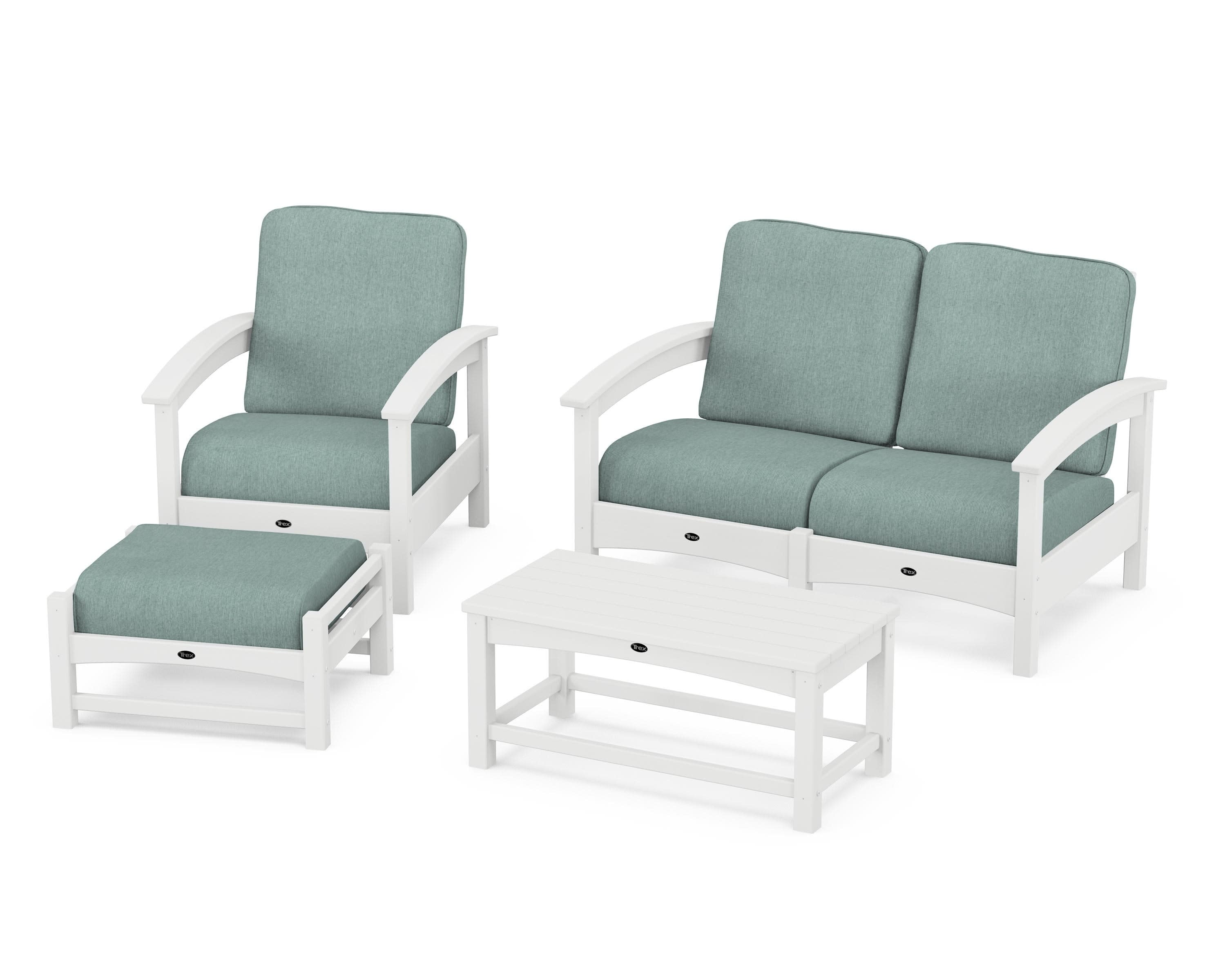 Rockport 4-Piece Deep Seating Conversation Group in Classic White / Glacier Spa