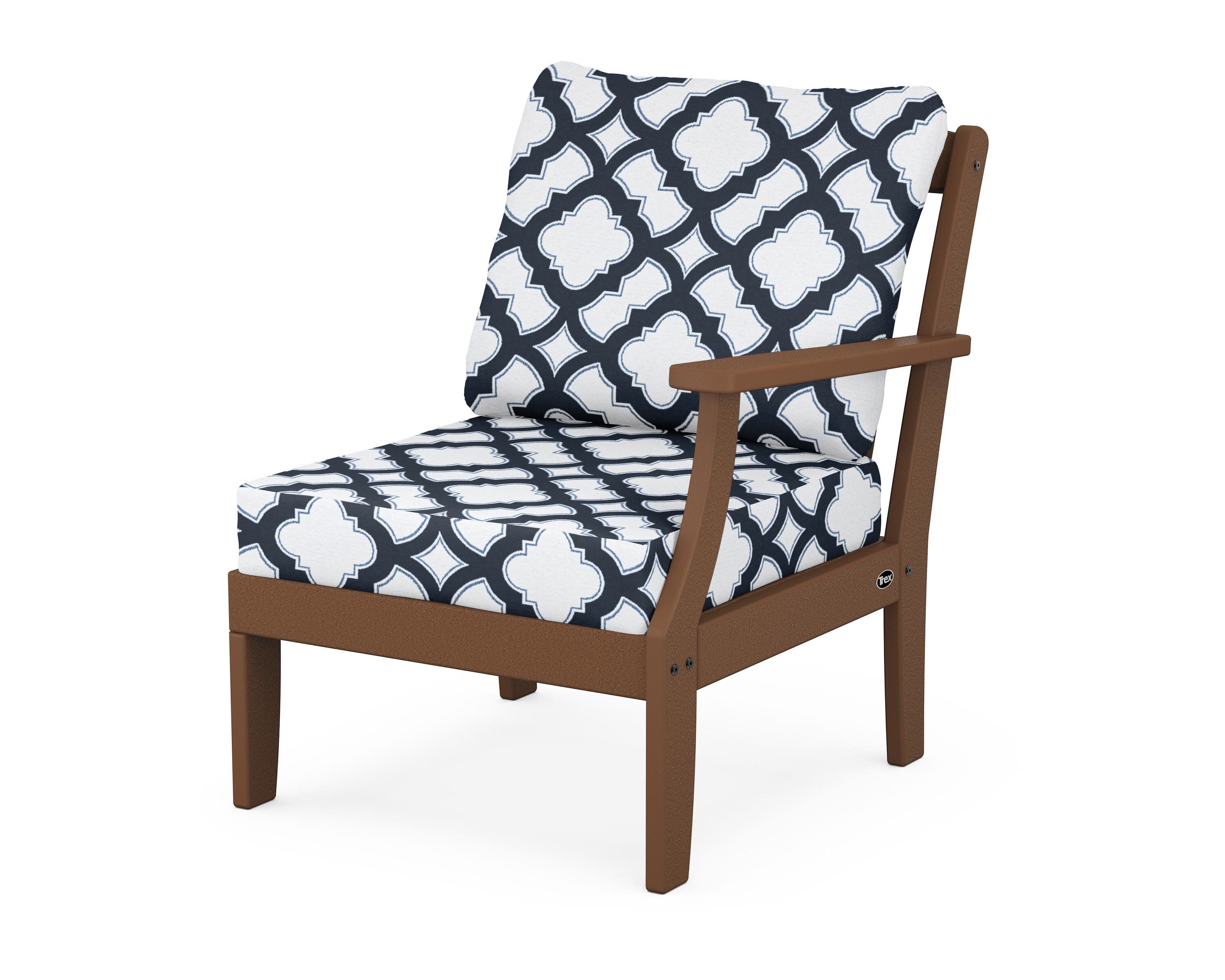 Yacht Club Modular Right Arm Chair in Tree House / Trellis Marine Indigo