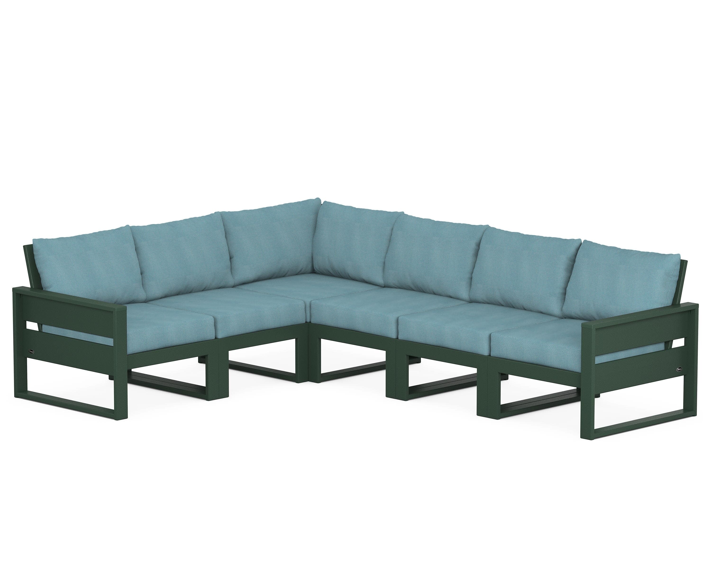 Eastport 6-Piece Sectional in Rainforest Canopy / Lattice Sky Blue