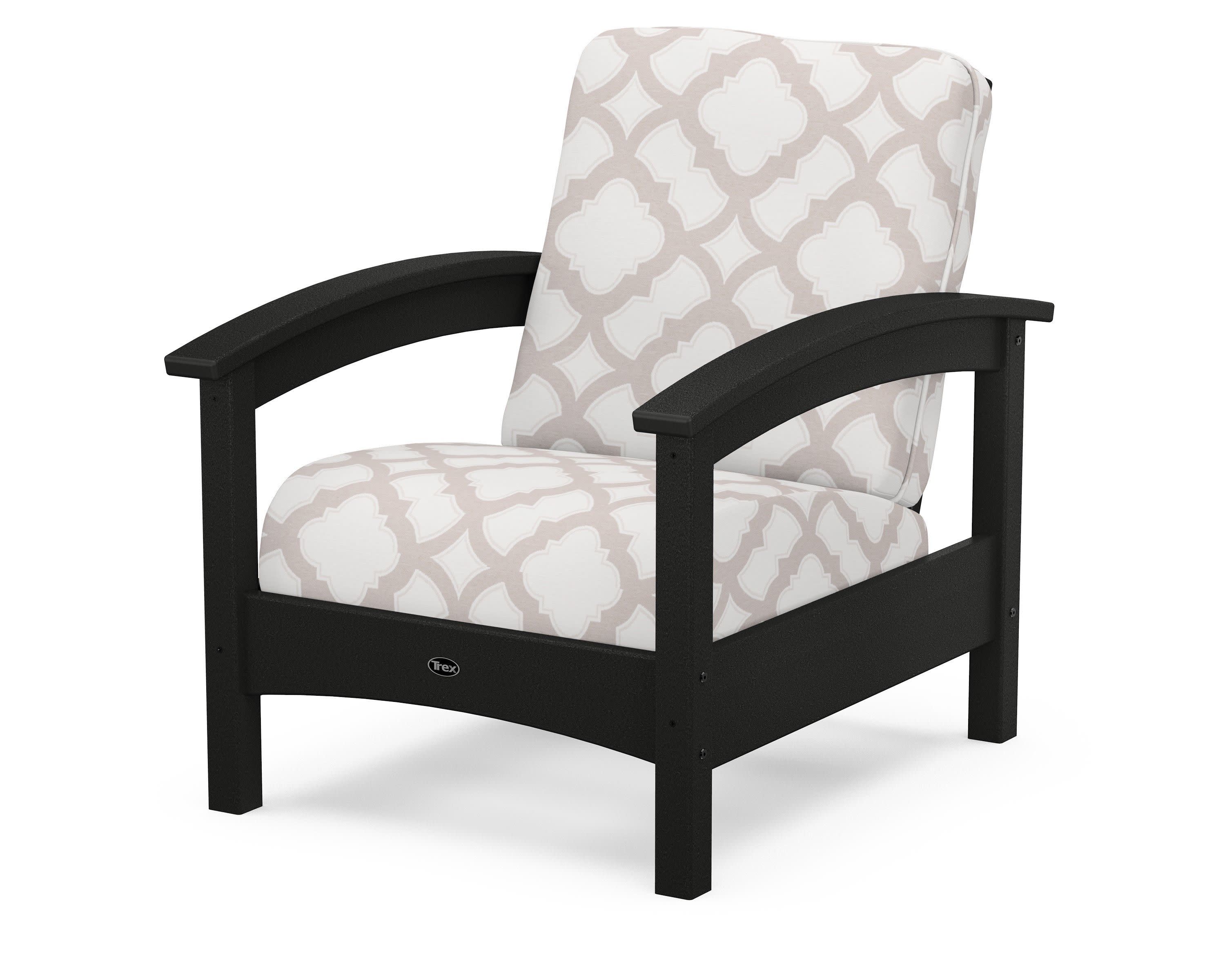 Rockport Club Chair in Charcoal Black / Trellis Dune Burlap