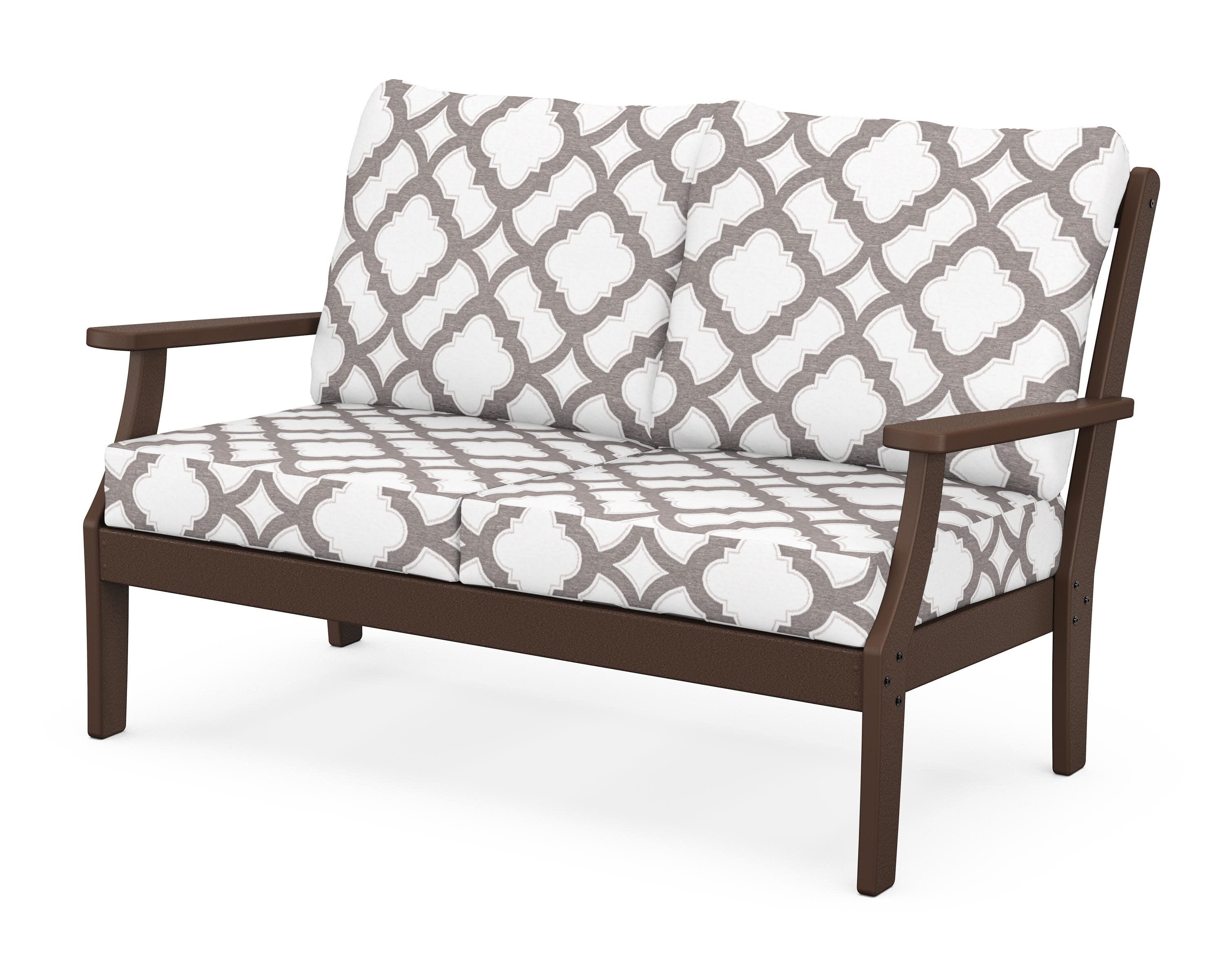 Yacht Club Deep Seating Loveseat in Vintage Lantern / Trellis Grey Mist