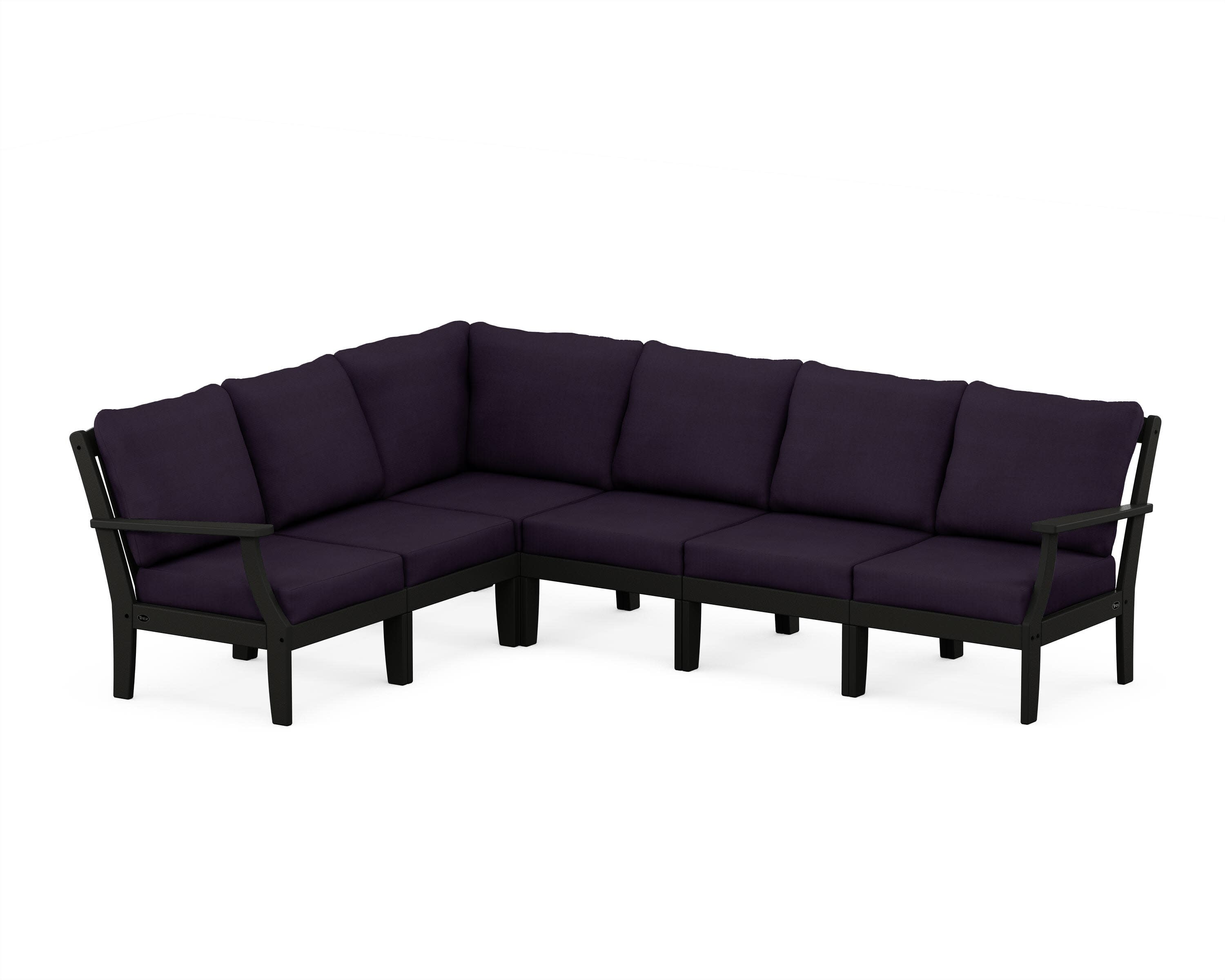 Yacht Club Modular 6-Piece Deep Seating Set in Charcoal Black / Navy Linen