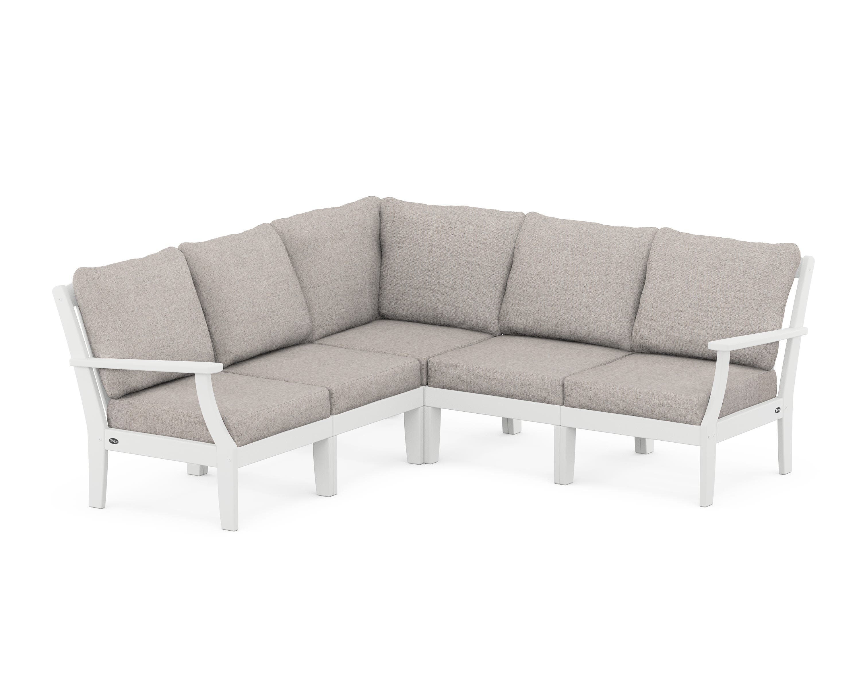 Yacht Club Modular 5-Piece Deep Seating Set in Classic White / Weathered Tweed