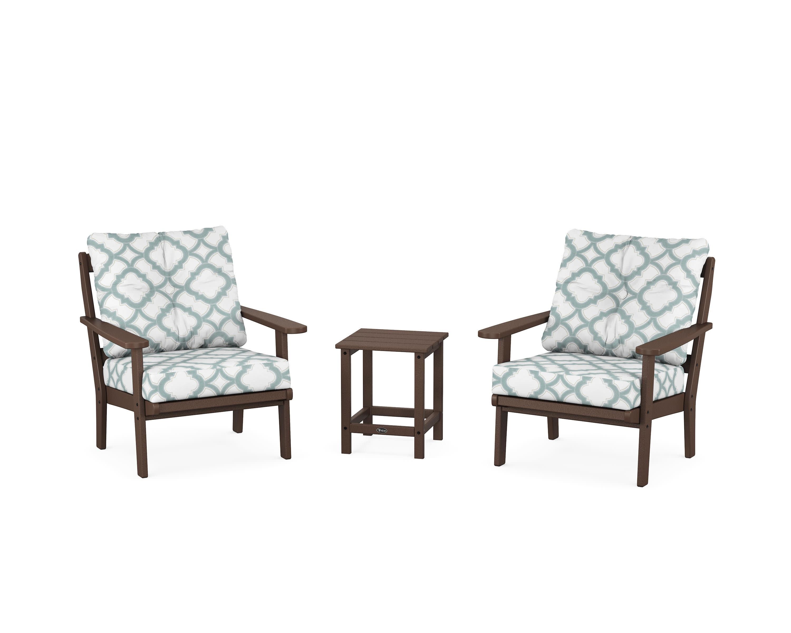 Cape Cod 3-Piece Deep Seating Set in Vintage Lantern / Trellis Glacier Spa