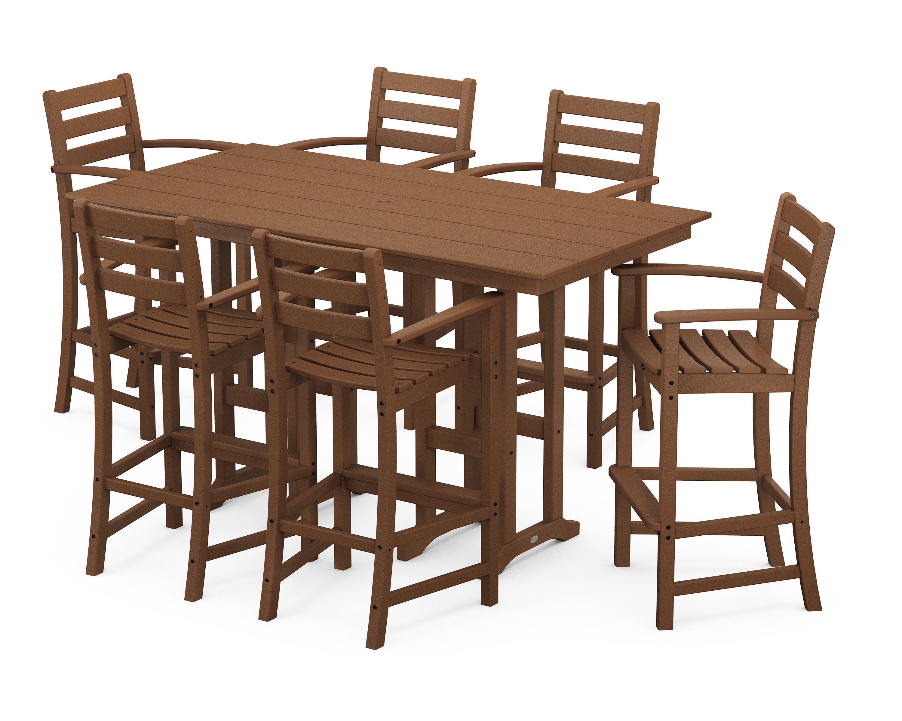 Monterey Bay 7-Piece Farmhouse Arm Chair Bar Set in Tree House