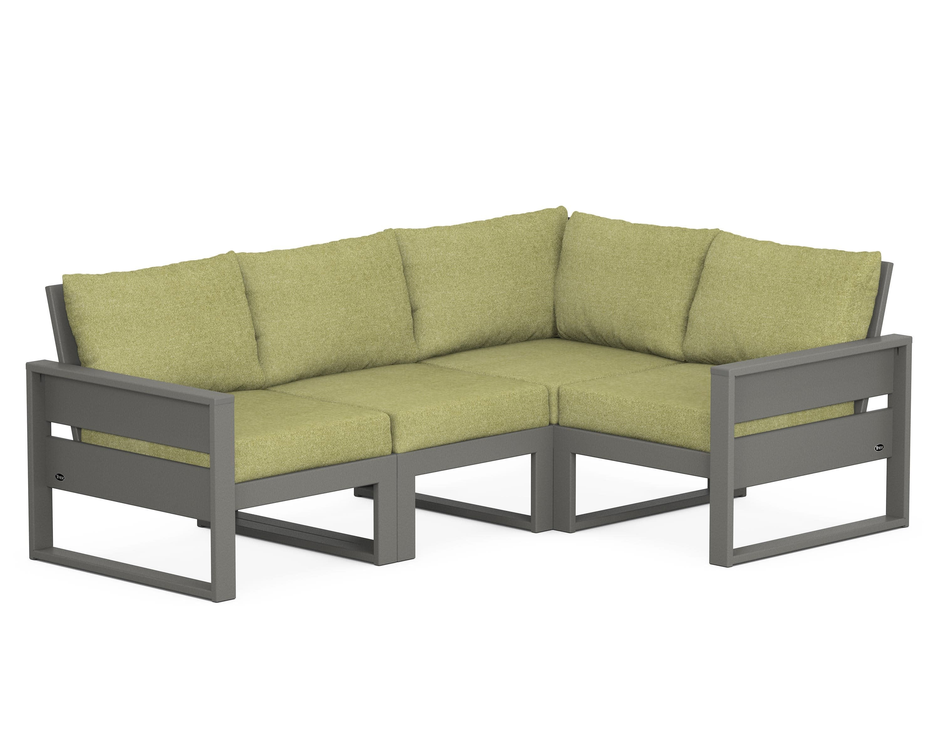 Eastport 4- Piece Sectional in Stepping Stone / Chartreuse Boucle