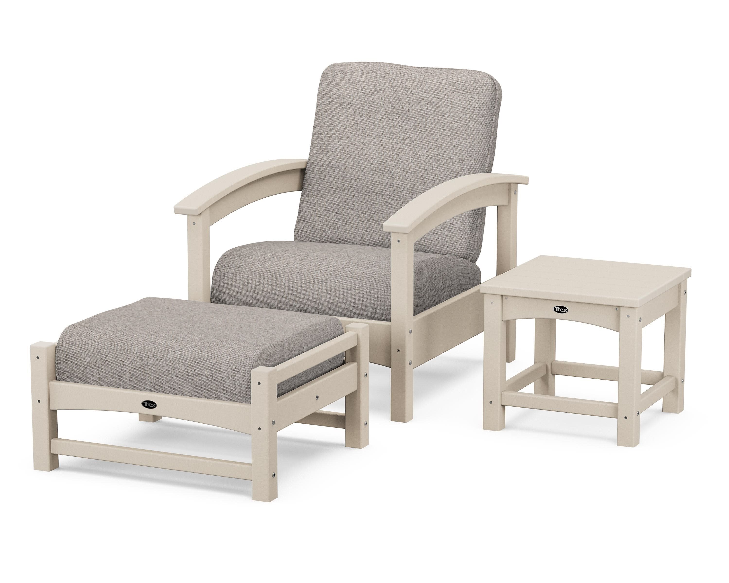 Rockport 3-Piece Deep Seating Set in Sand Castle / Weathered Tweed