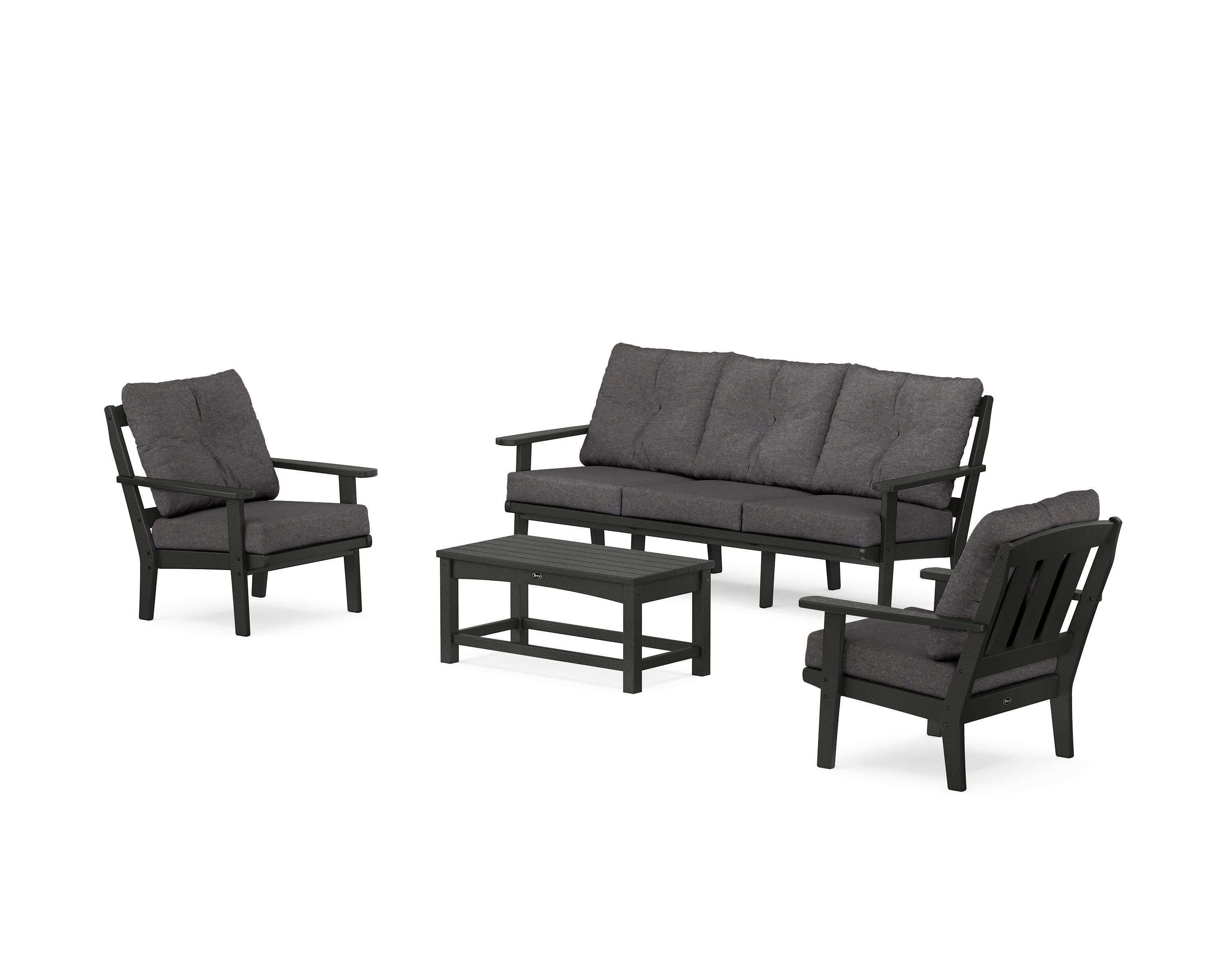 Cape Cod 4-Piece Deep Seating Set with Sofa in Charcoal Black / Ash Charcoal