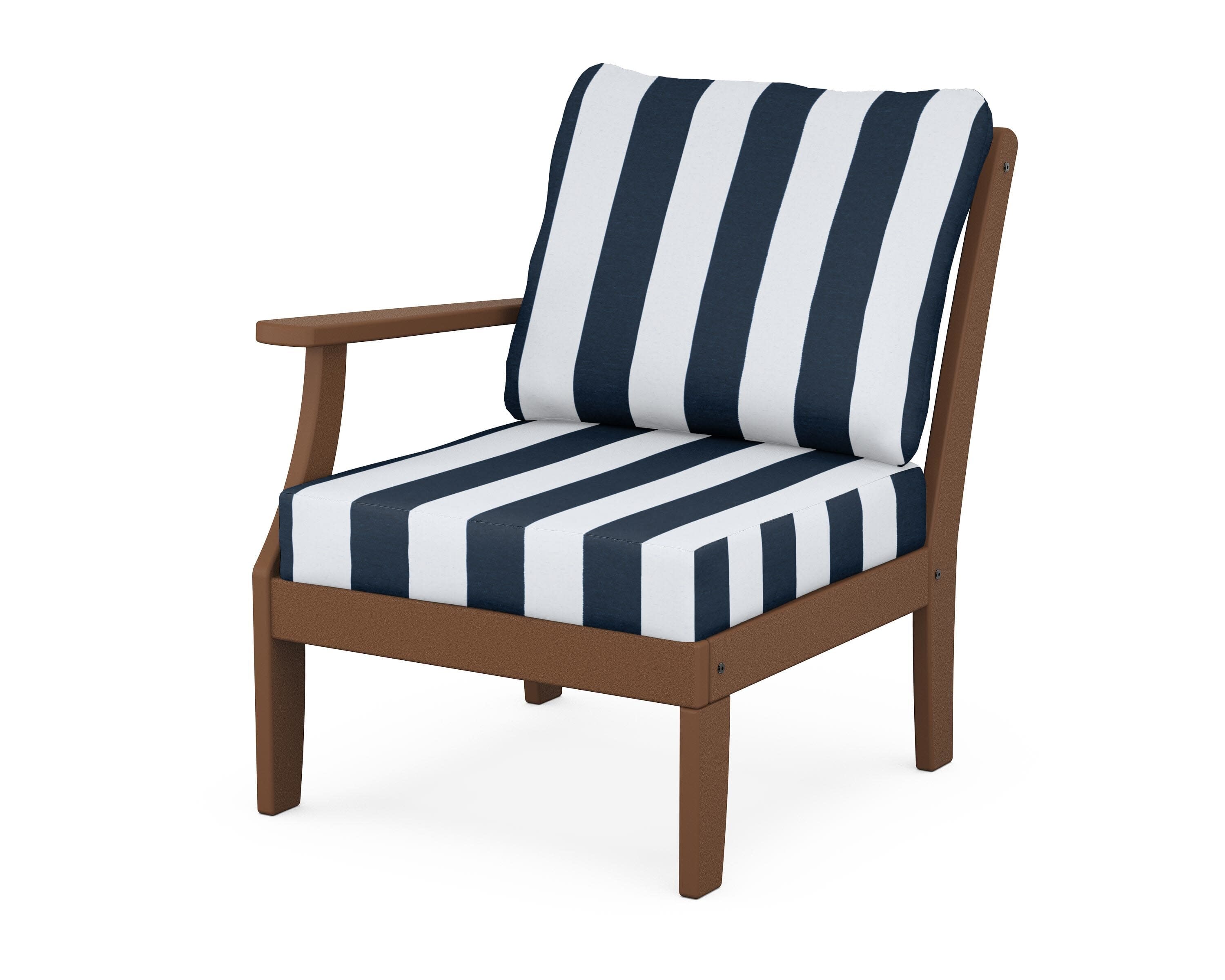 Yacht Club Modular Left Arm Chair in Tree House / Cabana Stripe Marine Indigo