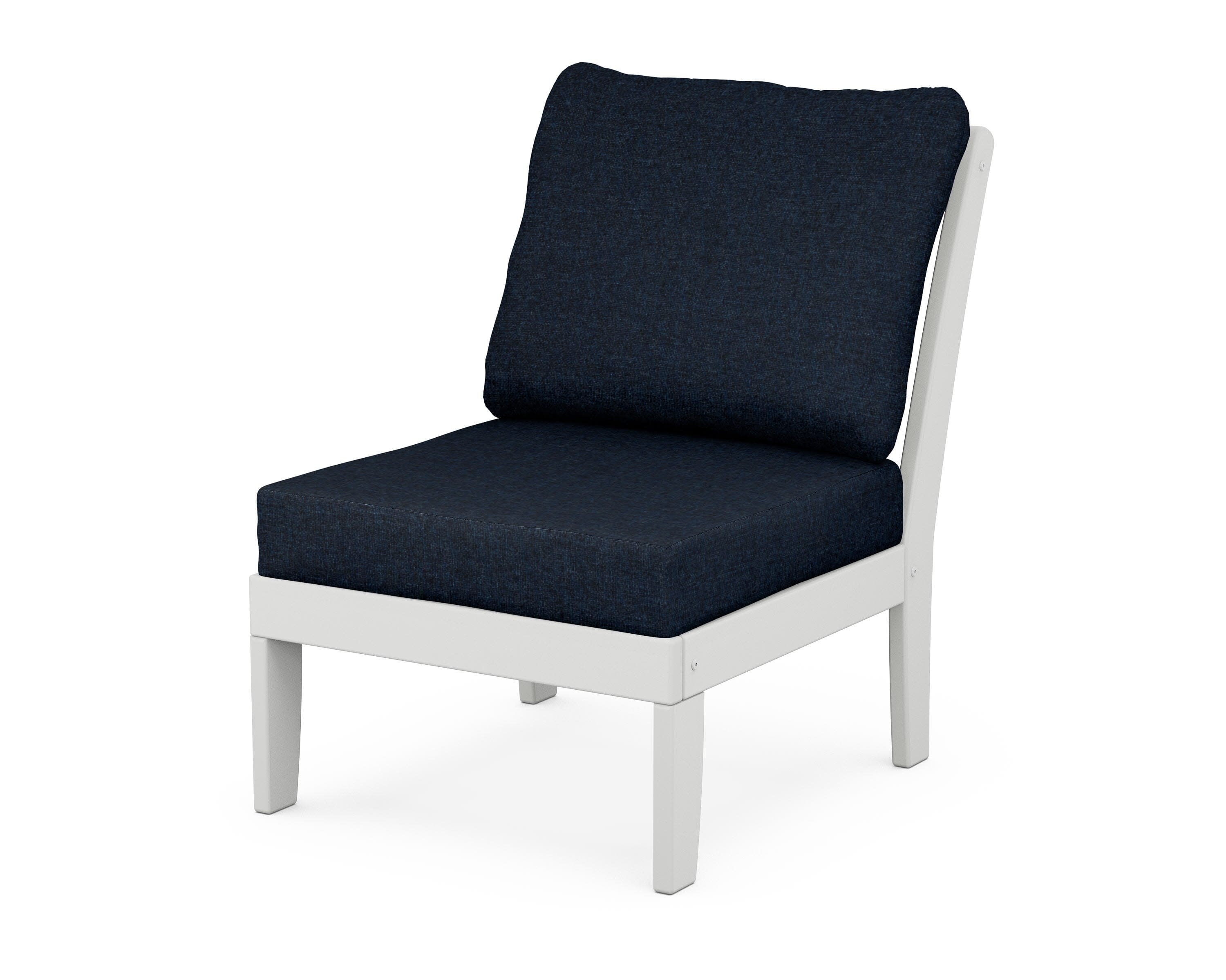 Yacht Club Modular Armless Chair in Classic White / Marine Indigo