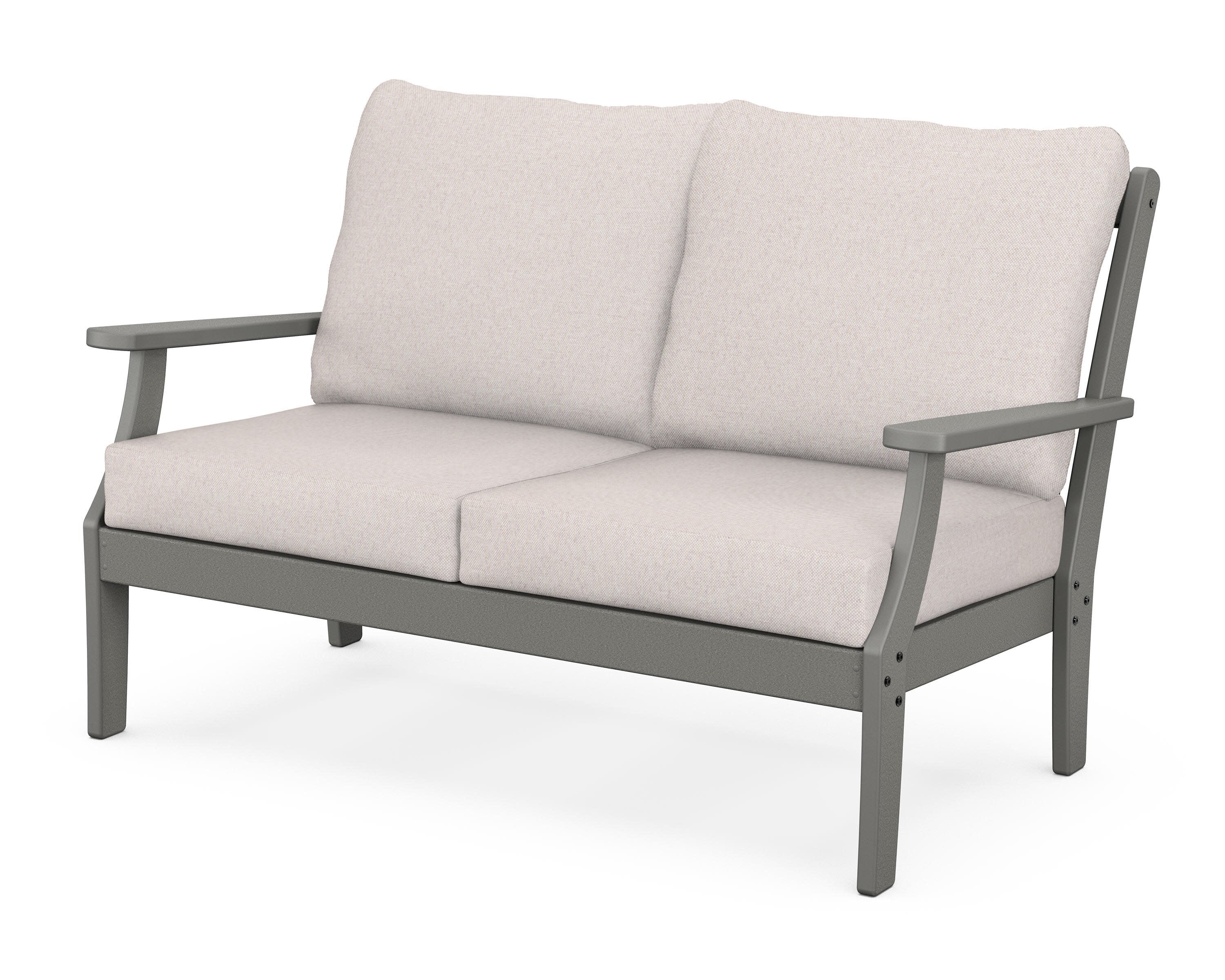 Yacht Club Deep Seating Loveseat in Stepping Stone / Dune Burlap