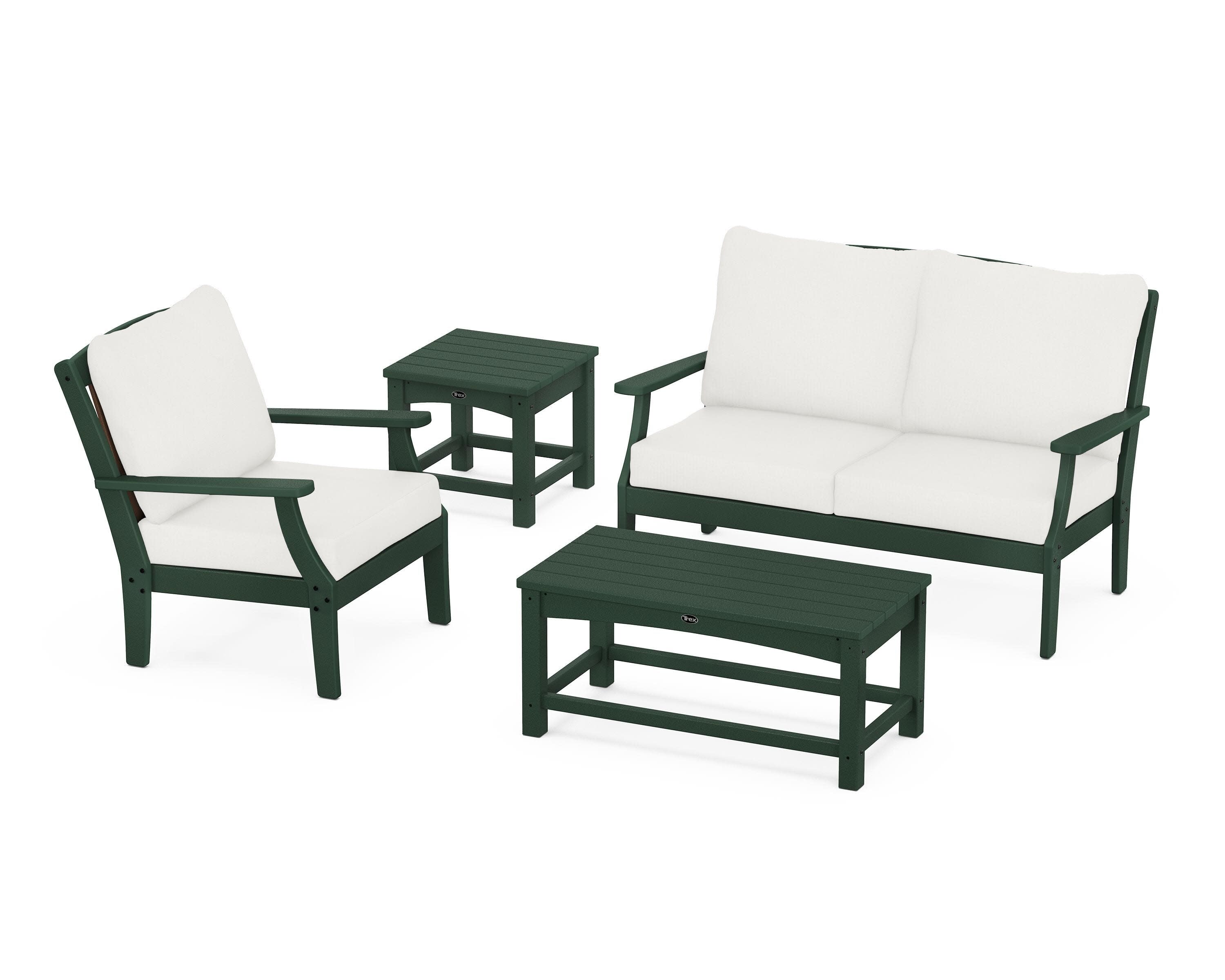 Yacht Club 4-Piece Deep Seating Set in Rainforest Canopy / Natural Linen