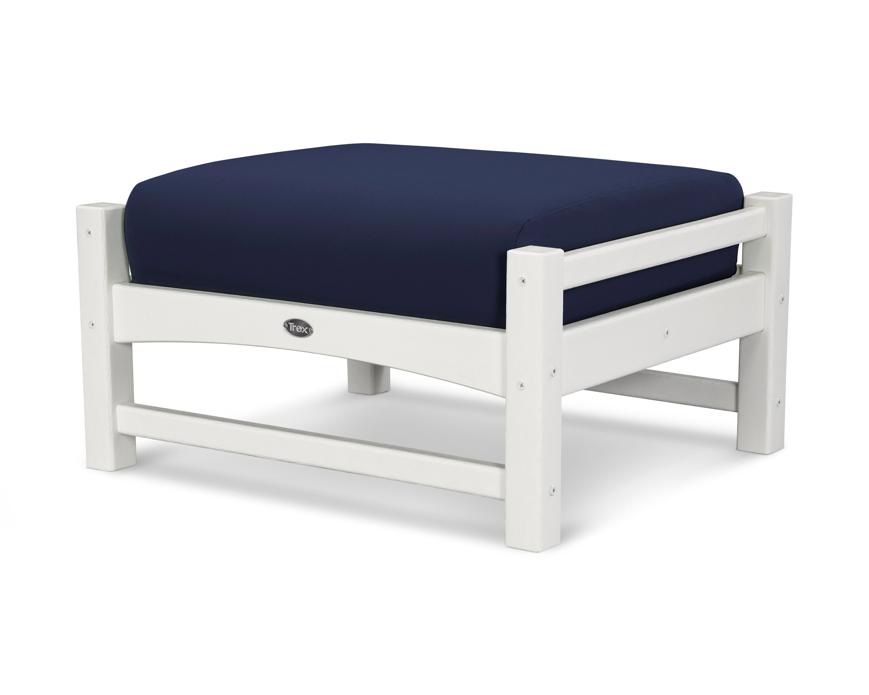 Rockport Club Ottoman in Classic White / Navy